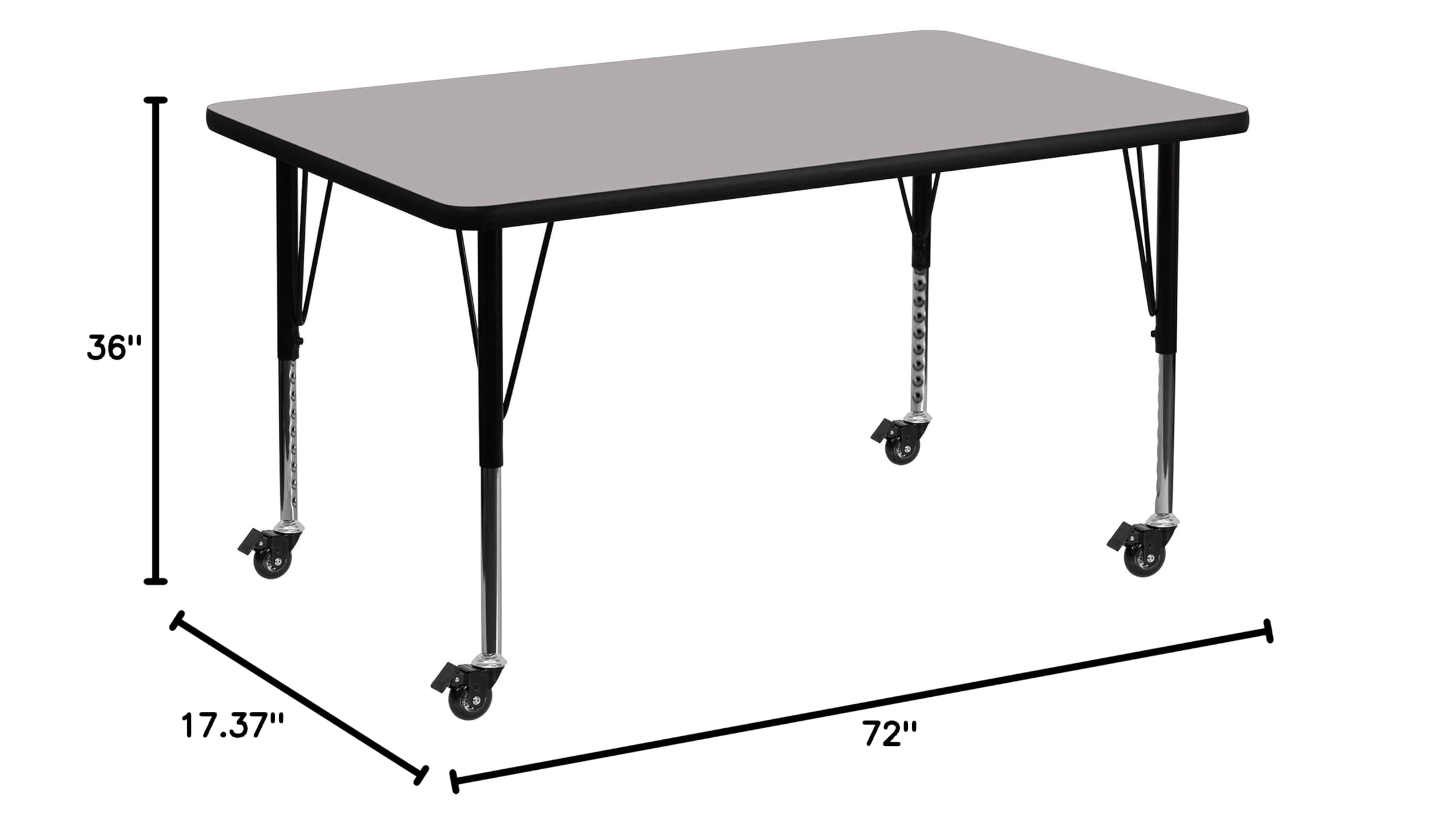 36x72 Inch Grey Thermal Laminate Preschool Activity Table - Durable Kids Learning Table for Classroom, Daycare & Homeschool Use