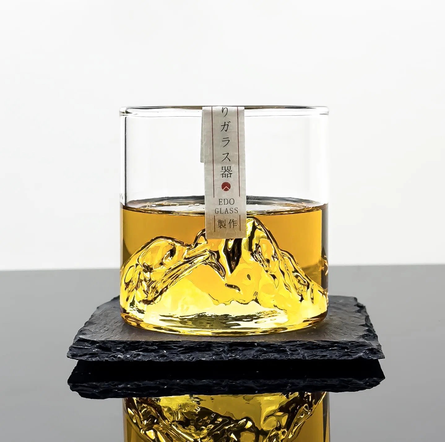 Premium Japanese Mountain Whisky Glass Set - 300ml Handcrafted Tumbler with Elegant Wooden Gift Box - Perfect for Whisky Tasting, Home Bar Decor & Unique Gifts for Whisky Lovers