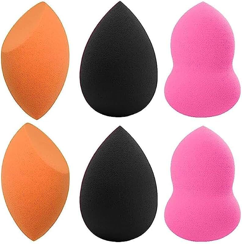 Premium Makeup Sponge Beauty Blender Puff Set of 6 - Soft & Blemish-Free Cosmetic Sponges for Flawless Foundation & Concealer Application - Perfect for Professional Makeup Artists & Home Beauty Routines