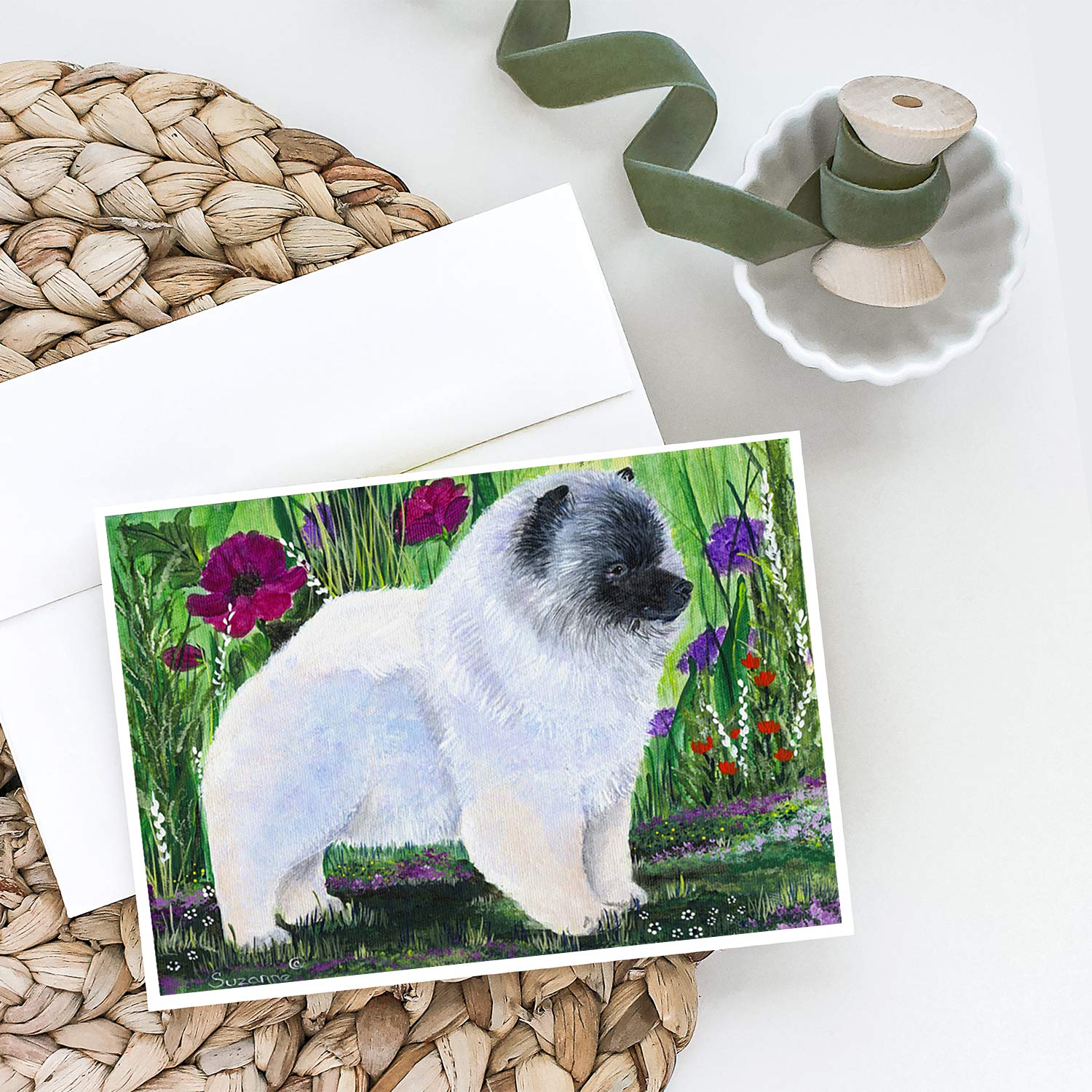 Keeshond Greeting Cards Pack of 8 with Envelopes | Blank A7 Note Cards 5x7 | Whimsical Dog Themed Stationery for Birthdays, Thank You Notes & Special Occasions