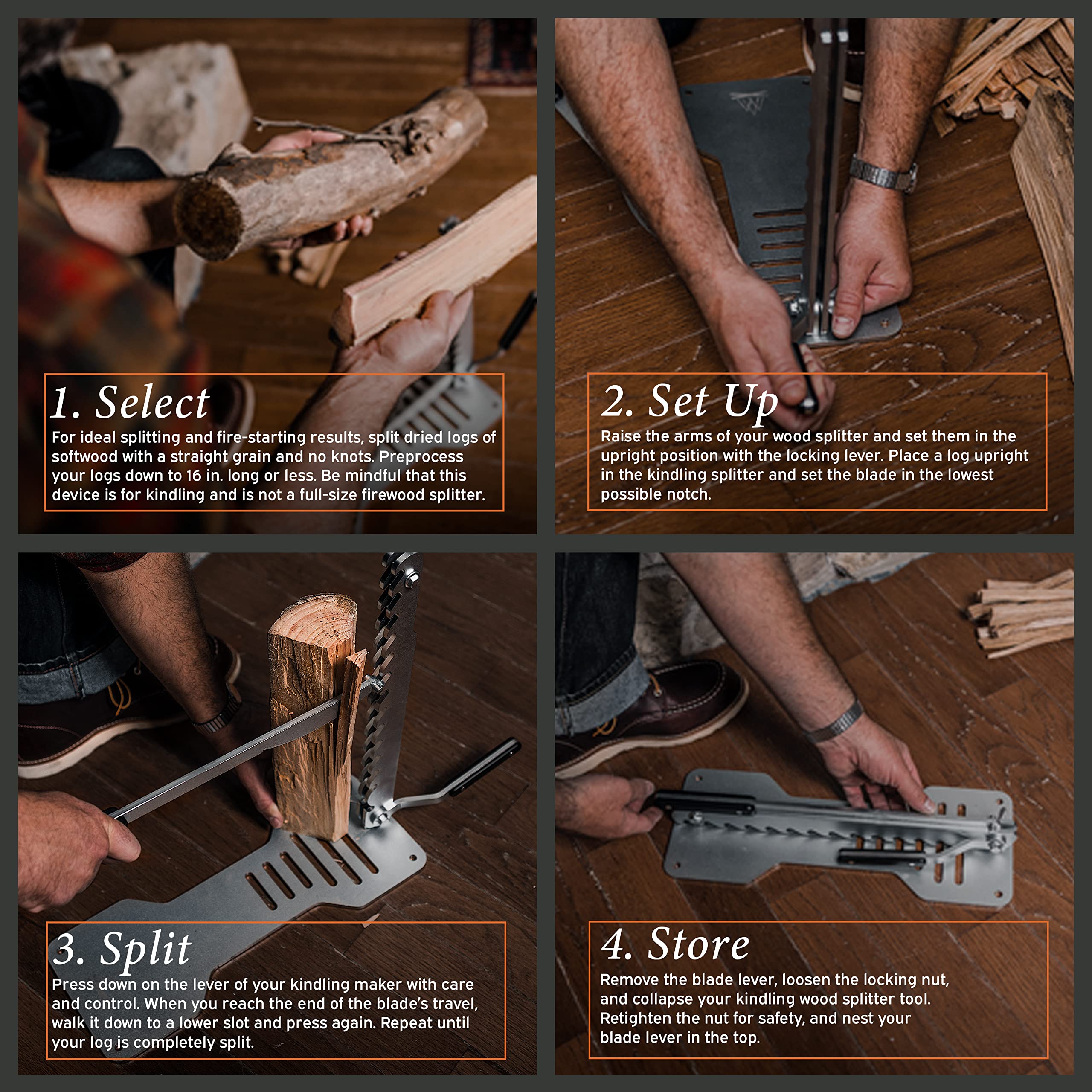 Best Firewood Kindling Splitter for Indoor & Outdoor Use - Heavy Duty Wood Splitter & Fire Cracker Kindling Maker - Perfect for Camping, Fireplaces & Wood Stoves