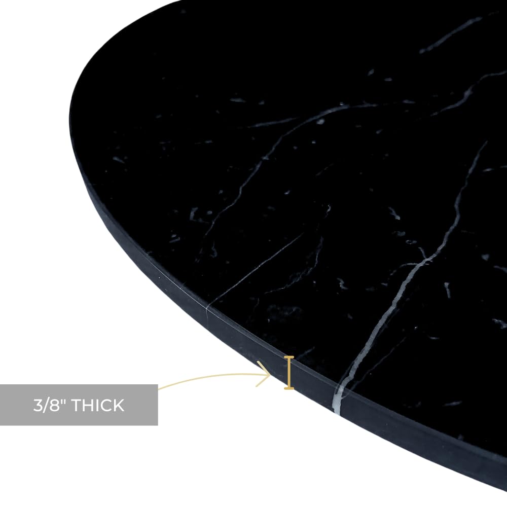 Custom Cut Round Black Marble Table Top - Nero Marquina Polished/Honed Stone for Cake Stands, Serving Trays, Centerpieces (13-22 Inch) - Perfect for Weddings, Restaurants & Home Decor