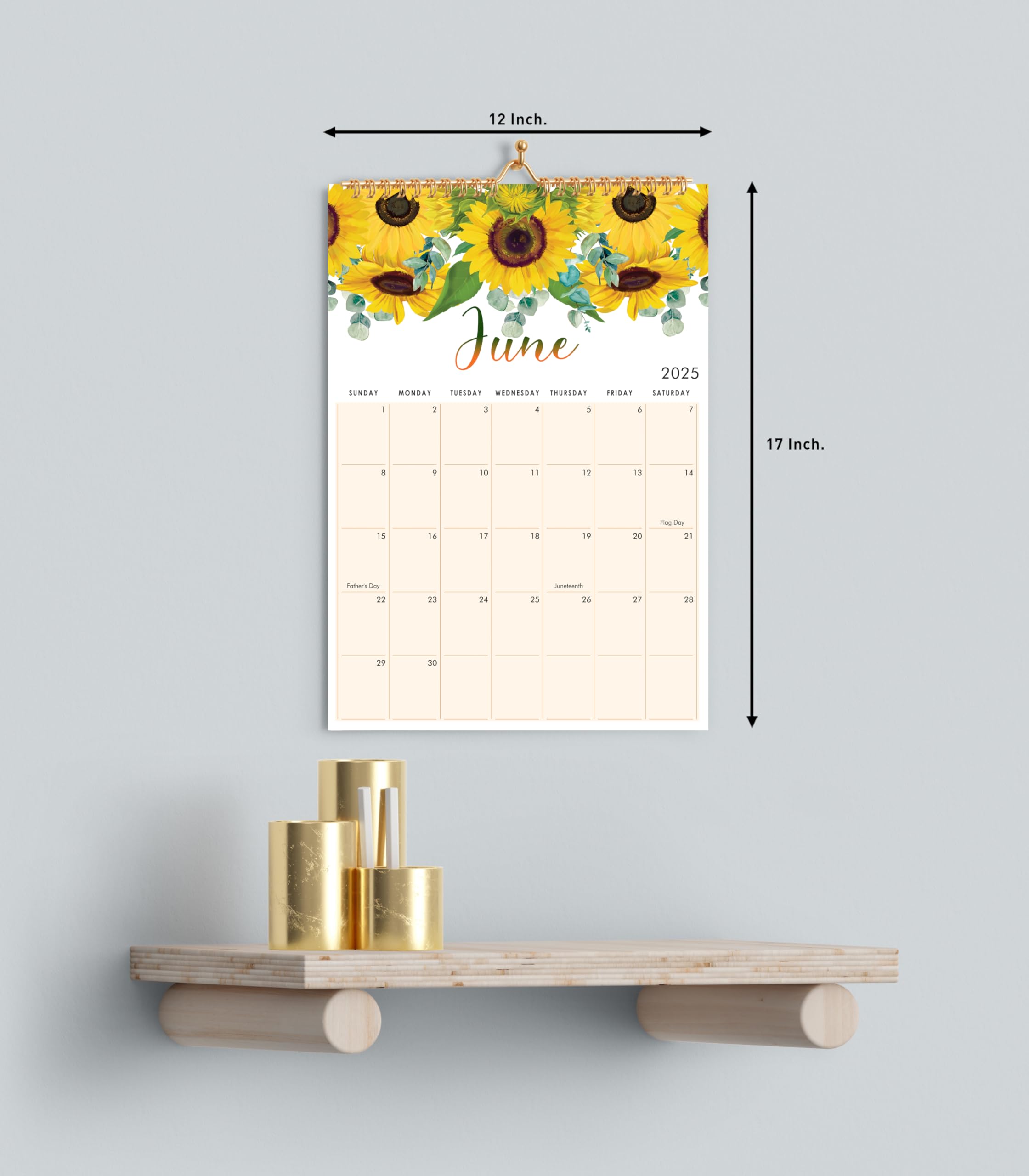 2025 Spiral Bound Wall Calendar - 12