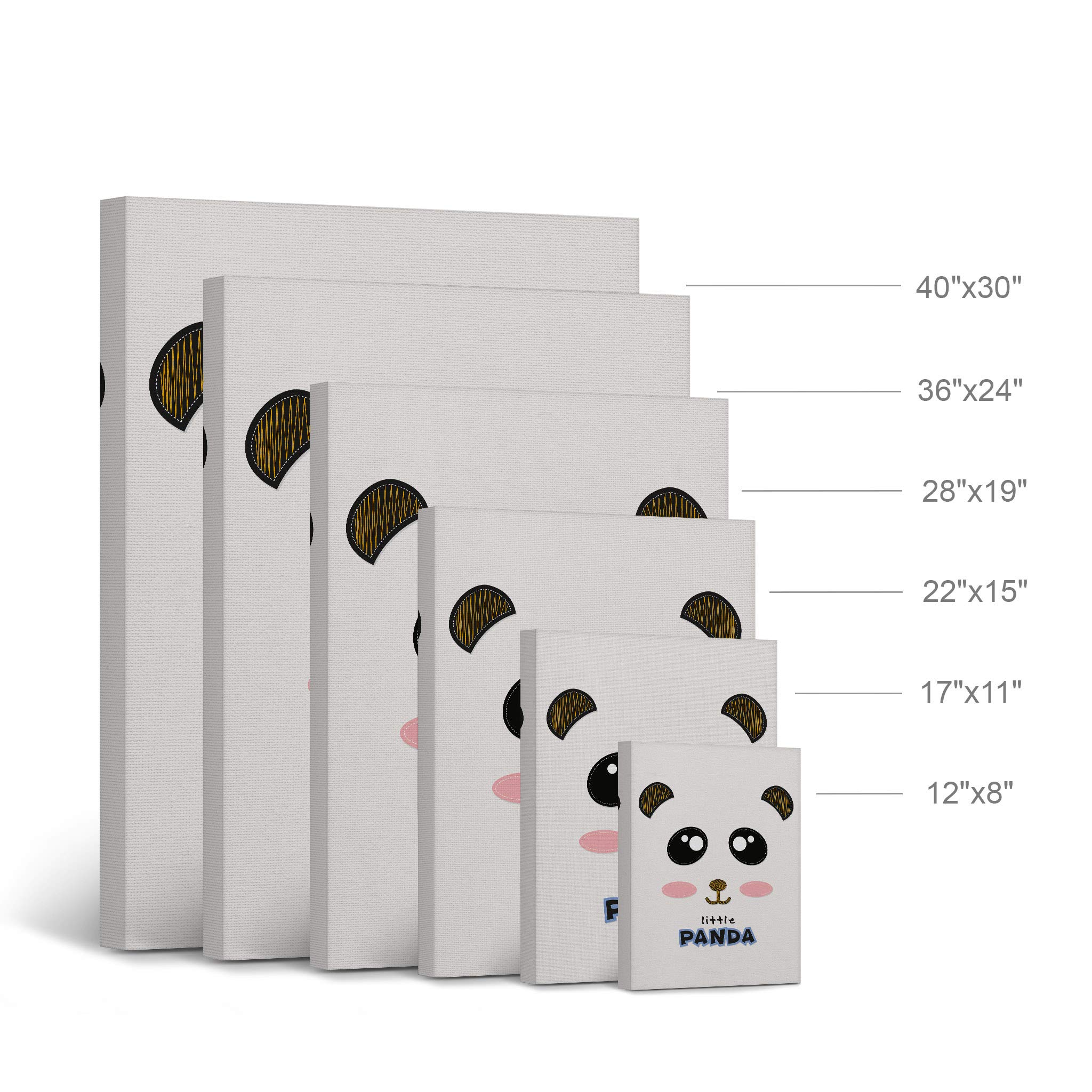 Smile Art Design Cute Little Panda Canvas Wall Art - 40x30 Inch Ready to Hang Nursery Decor, Kids Room Decor with Cream Background - Perfect for Baby's Room, Playroom & Children's Bedroom - Made in USA