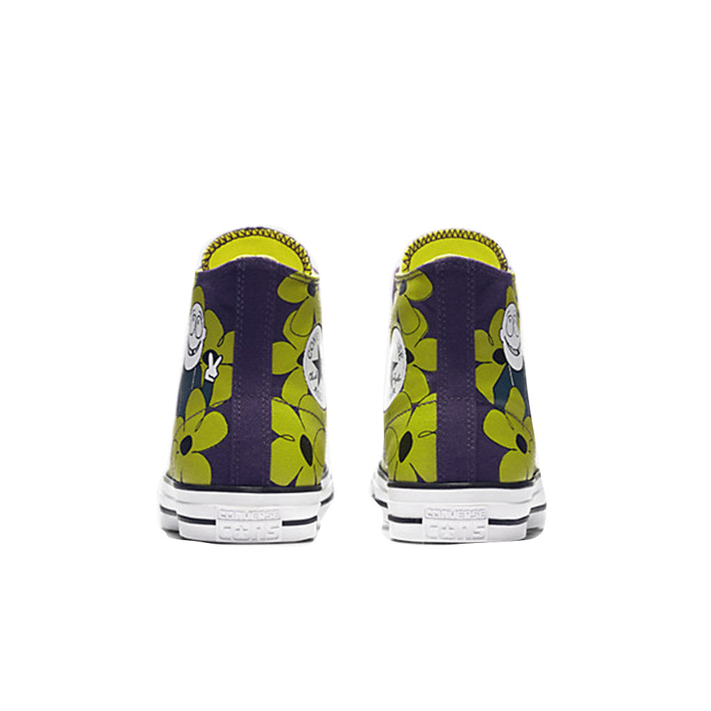 Converse CTAS Pro Hi Dinosaur JR Sneakers for Kids - Eggplant/Yellow Cream | High-Top Canvas Shoes for Boys & Girls | Perfect for School, Playground & Casual Outfits