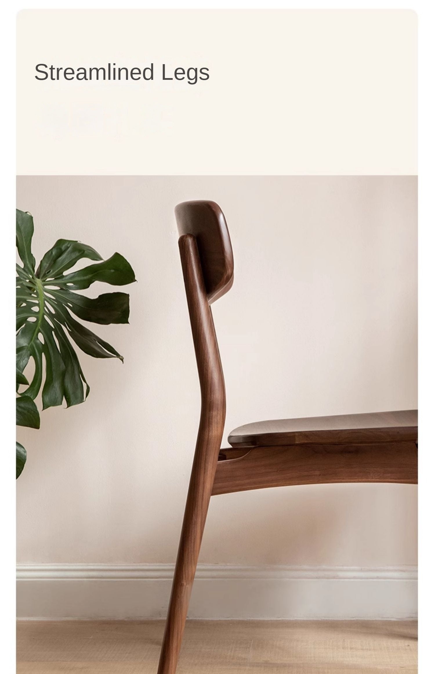 Premium Black Walnut & Ash Solid Wood Modern Dining Chairs Set of 4 - Elegant Backrest Design for Dining Room, Kitchen, or Office