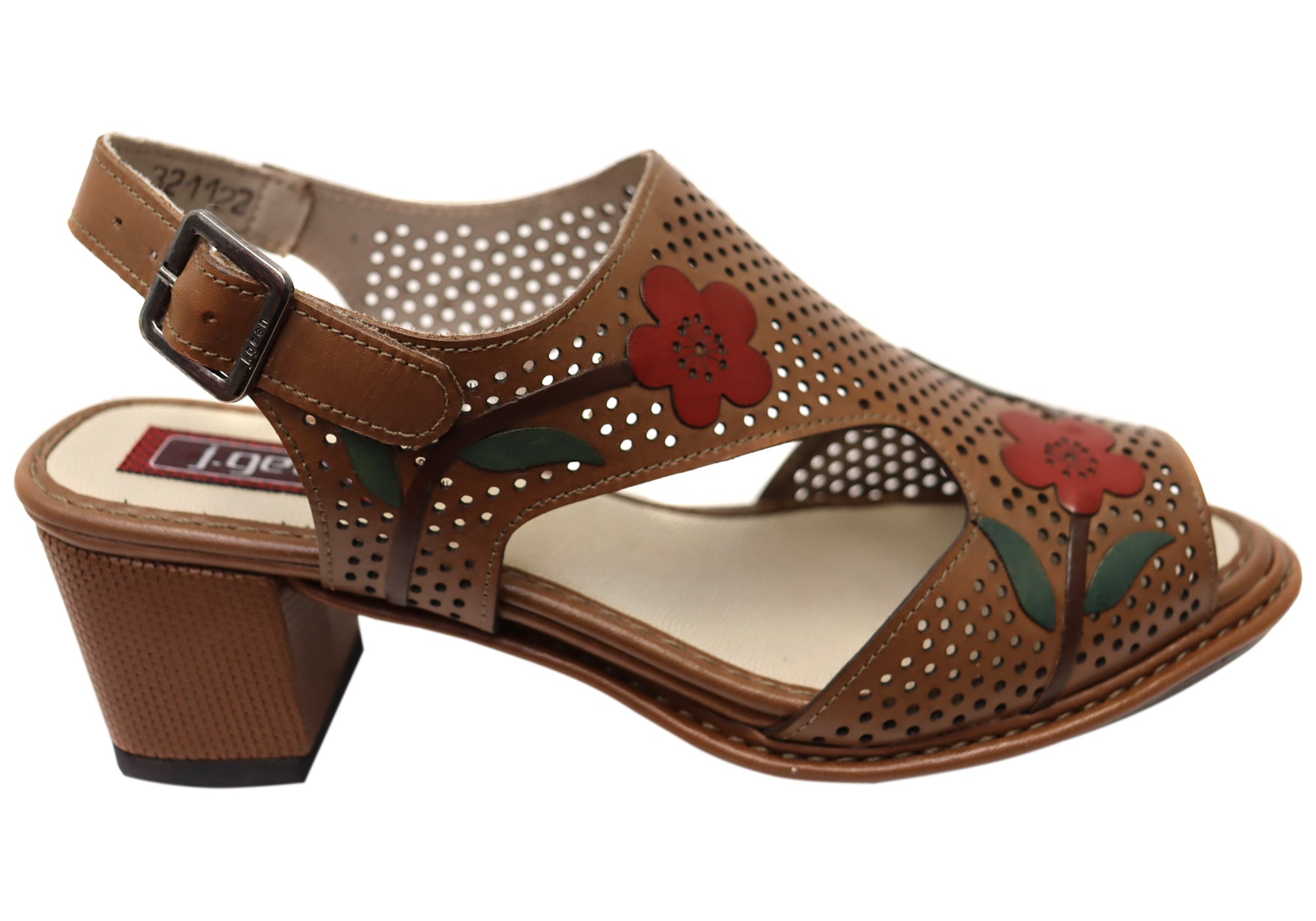 J Gean Simone Women's Comfortable Leather Heels Sandals - Made in Brazil - Perfect for Office, Party & Wedding Occasions