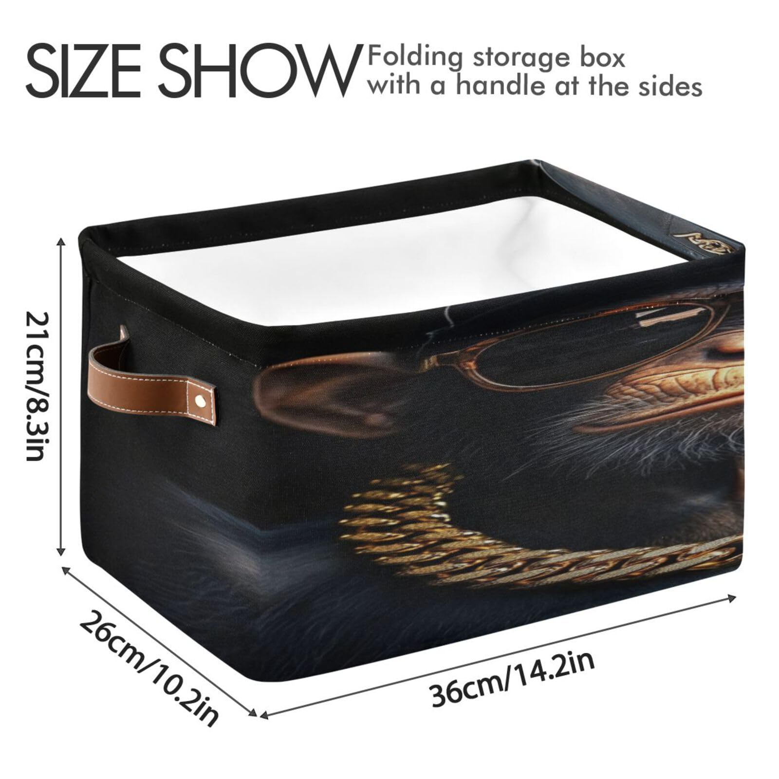 Large Foldable Storage Baskets with Handles - 2 Pack Organizing Bins for Closet, Shelves & Home Organization | Durable & Stylish Hip Hop Cool Monkey Design | Perfect for Bedroom, Bathroom & Kids Room Storage Solutions