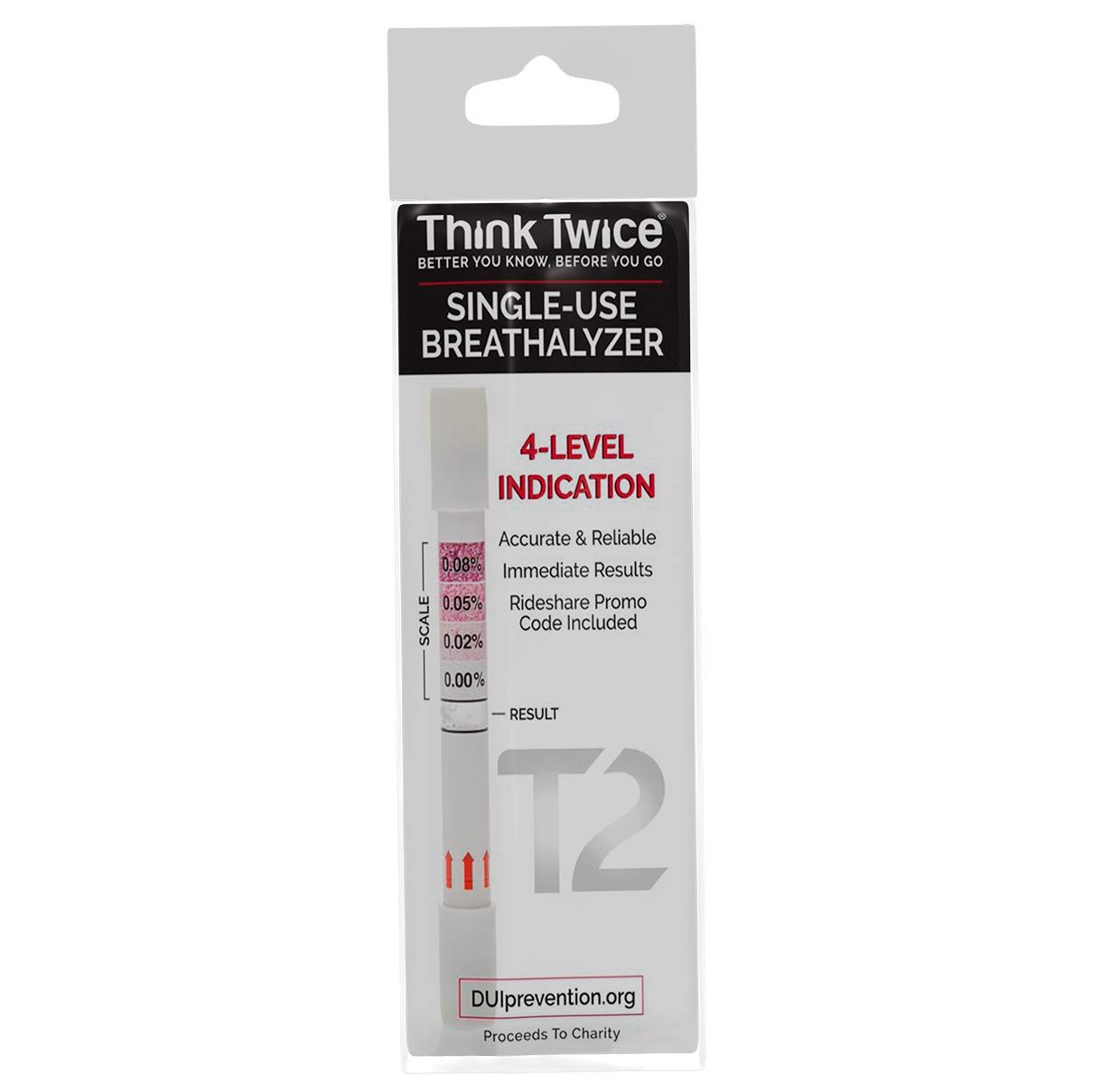 Think Twice Single-Use Breathalyzer - 10 Pack Disposable Alcohol Tester (0.00%-0.08% BAC) - Portable Personal Breath Alcohol Test for Workplace, Party & Road Safety