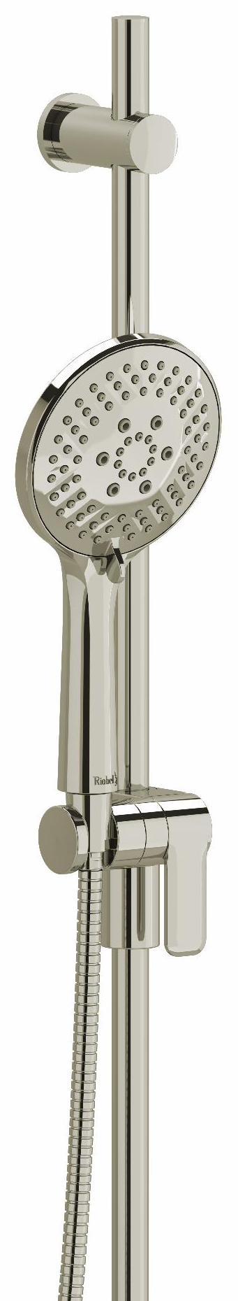 4-Function Adjustable Handheld Shower Head with 36-Inch Slide Bar - Polished Nickel Finish (1010PN RIOBEL) - Perfect for Bathroom Renovation & Spa-Like Shower Experience