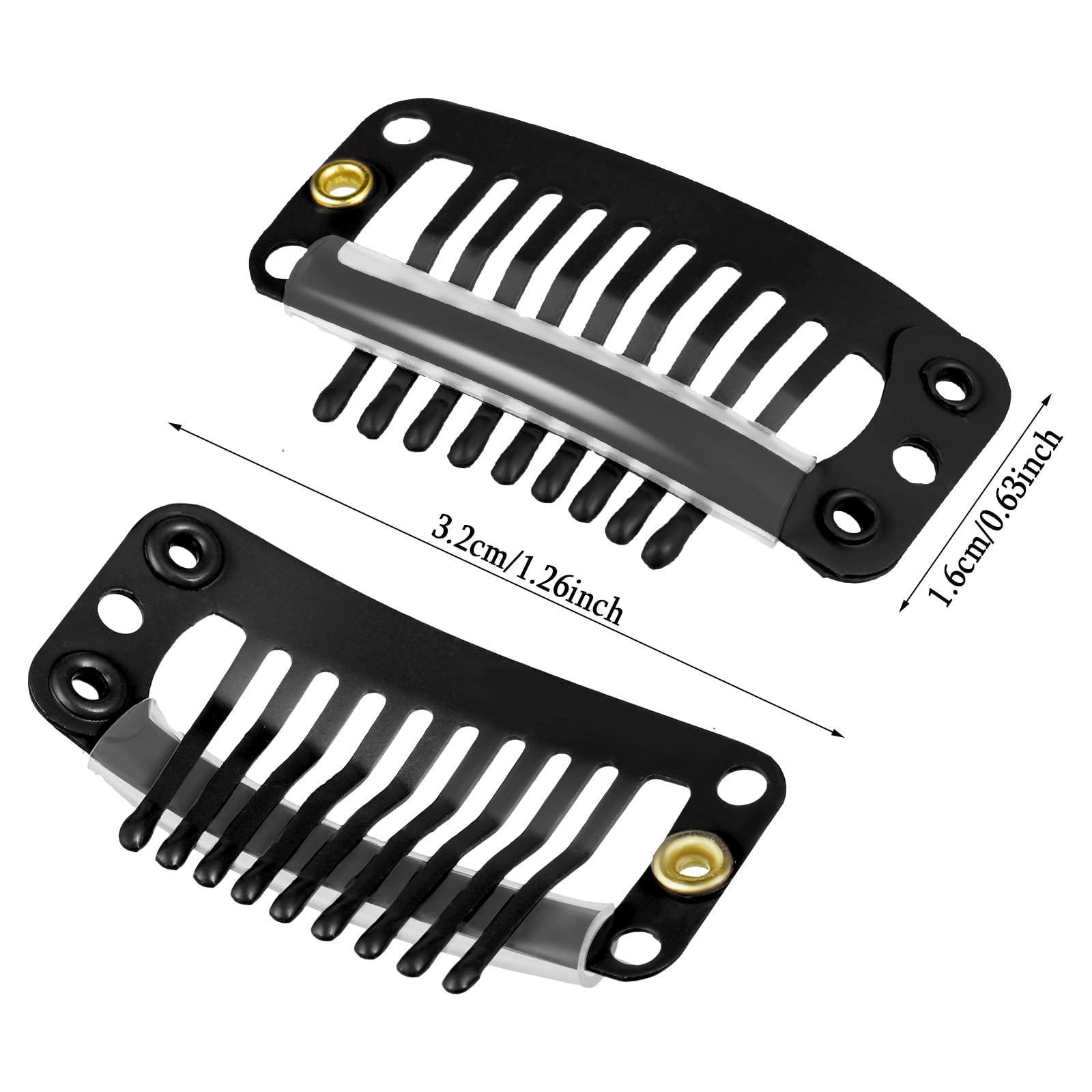 WILLBOND 30-Pack 32mm 9-Teeth Hair Extension Clips for Women - Black Hair Clips for DIY Extensions, Weaves & Styling - Perfect for Salon, Home Use & Hair Accessories