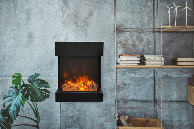 Amantii CUBE 2025WM Tru View Smart 3-Sided Electric Fireplace - Modern Heating Solution for Living Room, Bedroom & Office Spaces