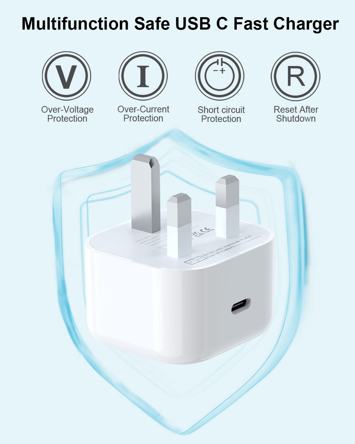 Apple MFi Certified 20W USB C Fast Charger Plug with 2M Cable - UK Type C Power Adapter for iPhone 14/13/12 Pro Max/Mini/11/XR/X/8 & iPad - Perfect for Travel, Home & Office Charging