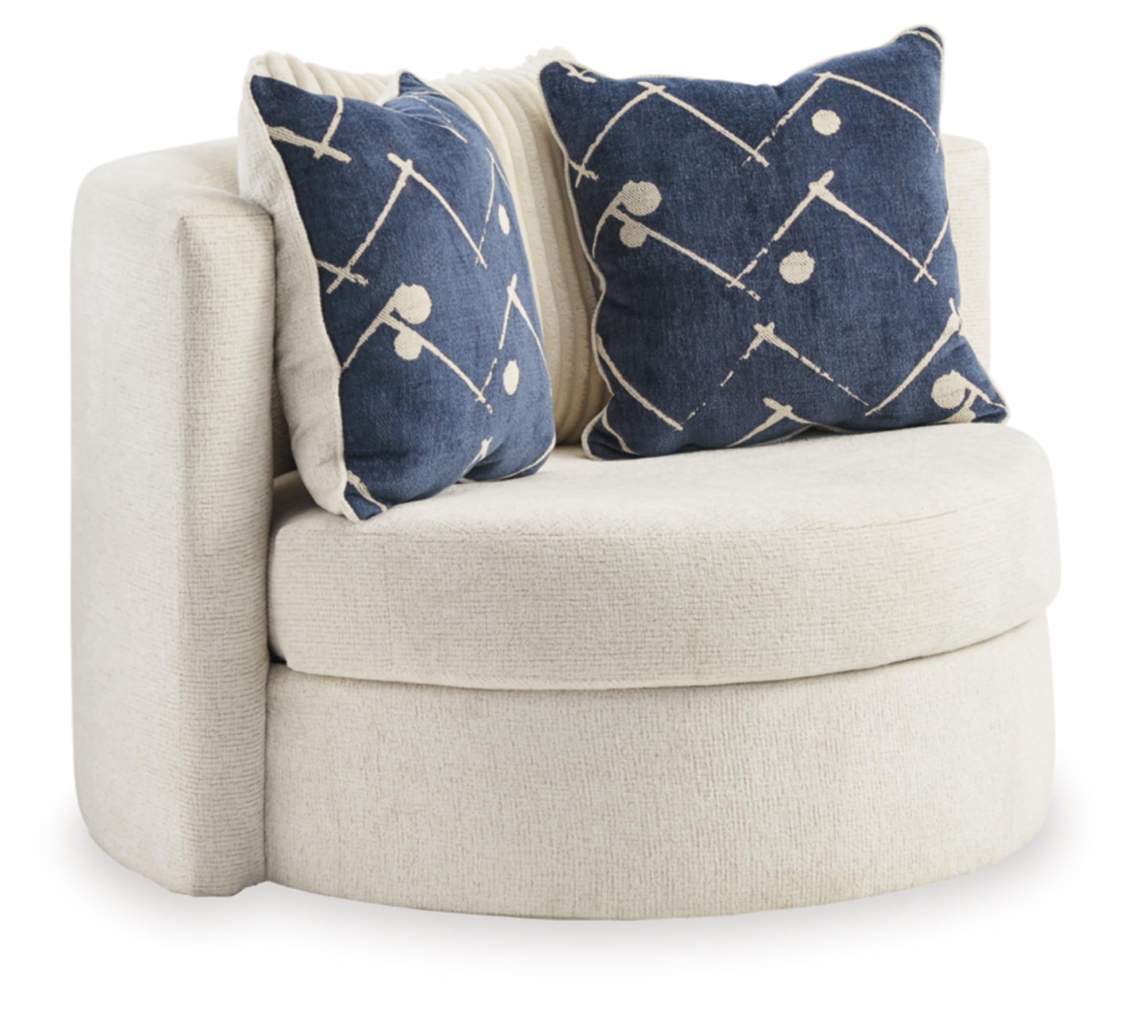 Signature Design by Ashley Padova Transitional Upholstered Swivel Accent Chair with 3 Throw Pillows, White - Perfect for Living Room, Bedroom or Office Decor