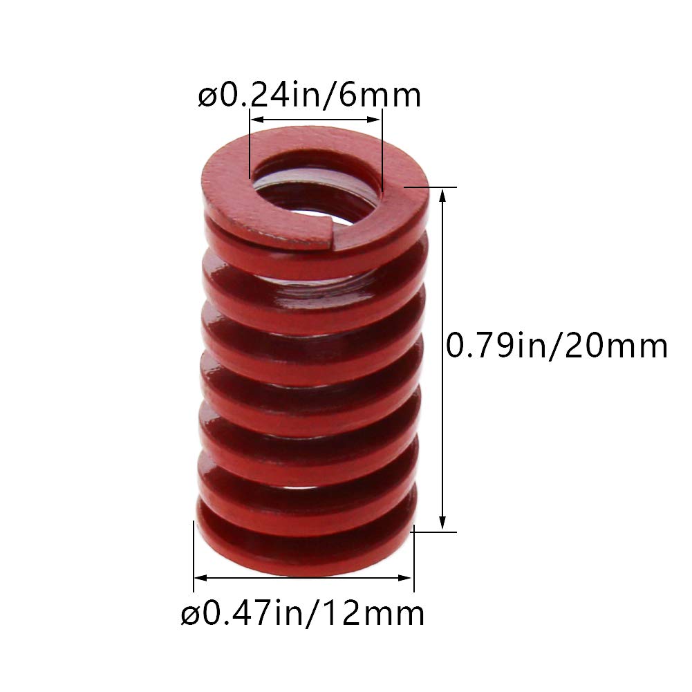 MroMax 3D Printer Die Springs - 8mm OD, 20mm Length, Medium Load Compression Mould Springs for Creality Ender 3/5, Electric Parts - 10PCS Red - Perfect for 3D Printing, CNC Machines & Industrial Applications