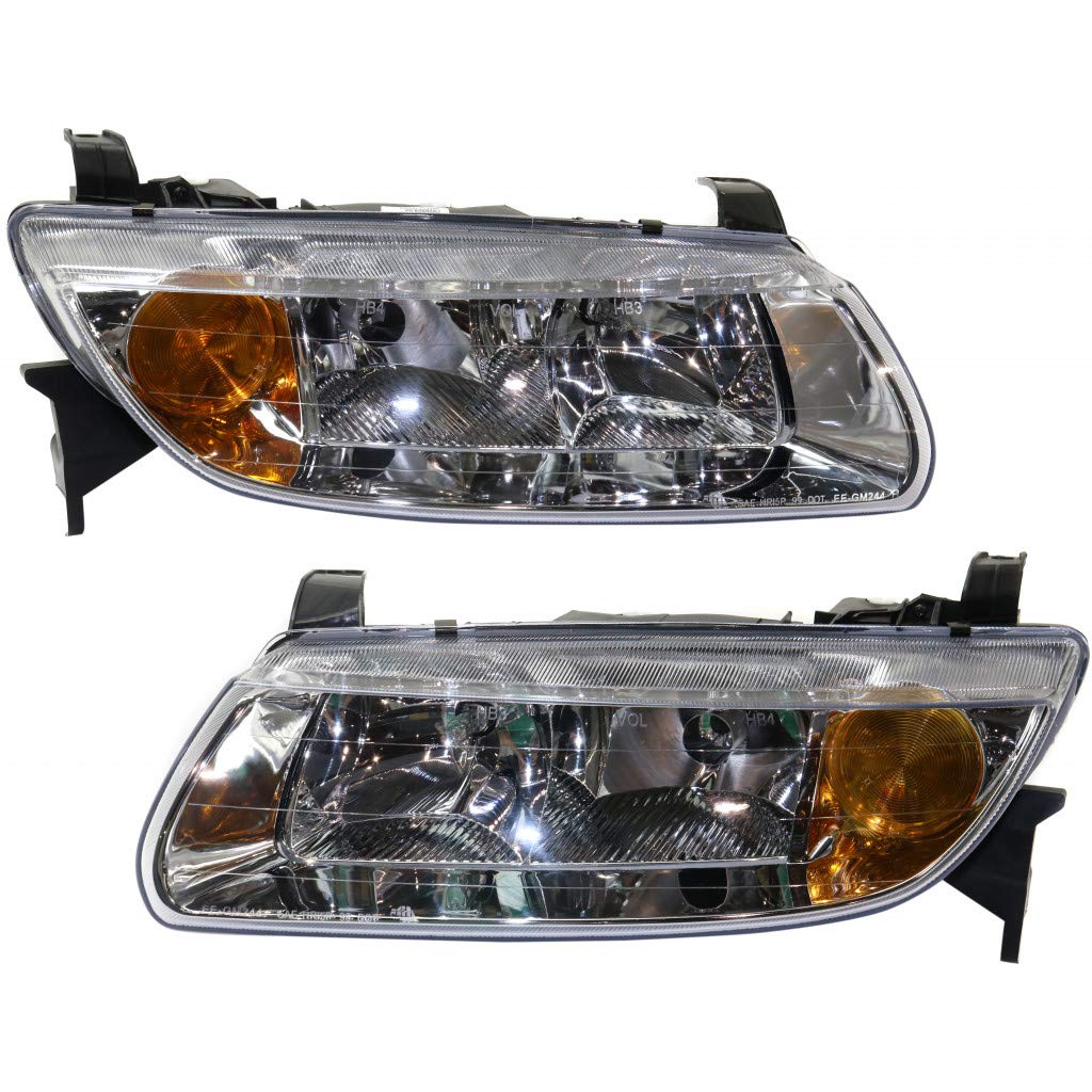 2001-2002 Saturn LS1 Headlight Assembly Pair - DOT Certified Replacement for GM2502200 & GM2503200 with Bulbs - Perfect for Night Driving & Car Restoration Projects
