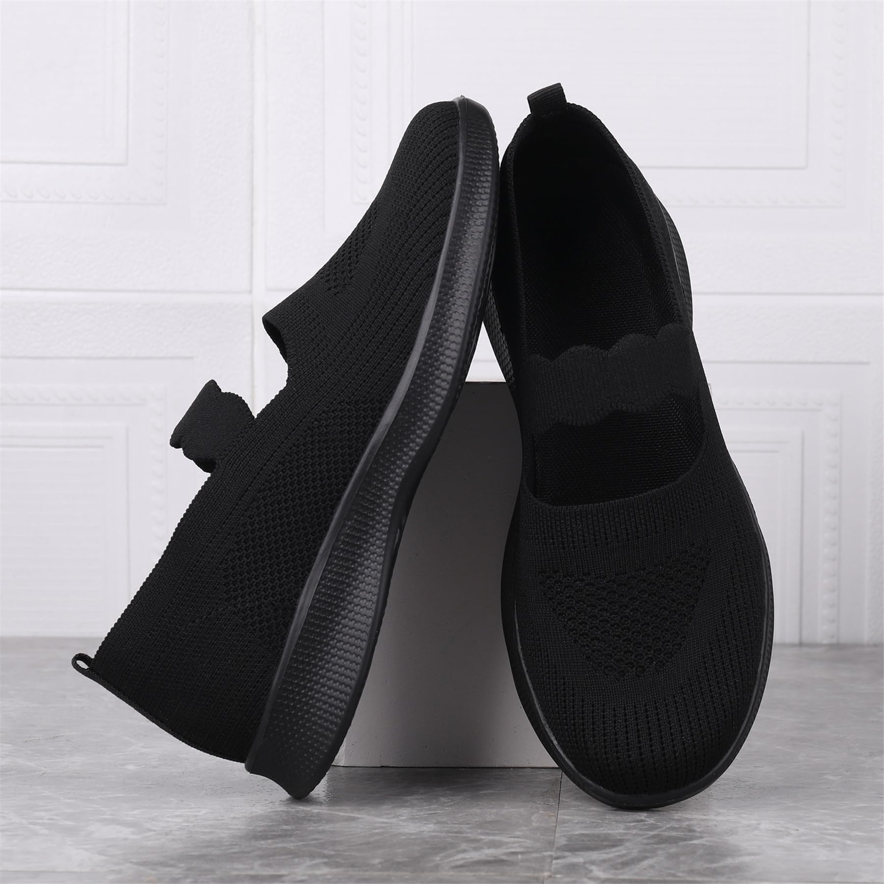 EnllerviiD Women's Mary Jane Platform Sneakers - Slip On Air Cushion Comfort Shoes for Nurses, Wide Width & Lightweight Loafers - Perfect for Work, Walking & Casual Wear