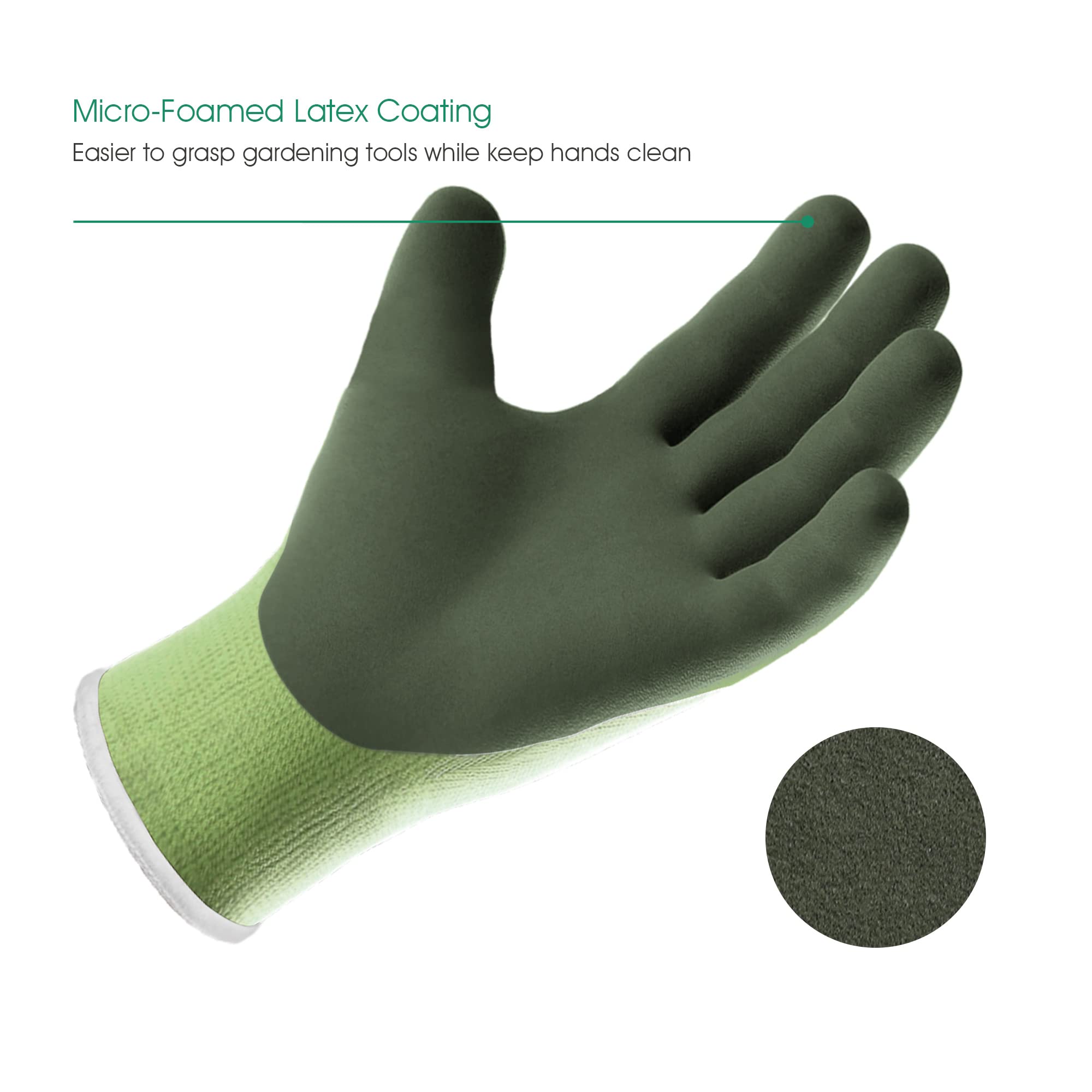 COOLJOB 2 Pairs Toddler Gardening Gloves for Boys & Girls Ages 2-4 - Rubber Coated Kids Yard Work Gloves (Think Green XXS) | Perfect for Planting, Outdoor Play & Child Garden Activities
