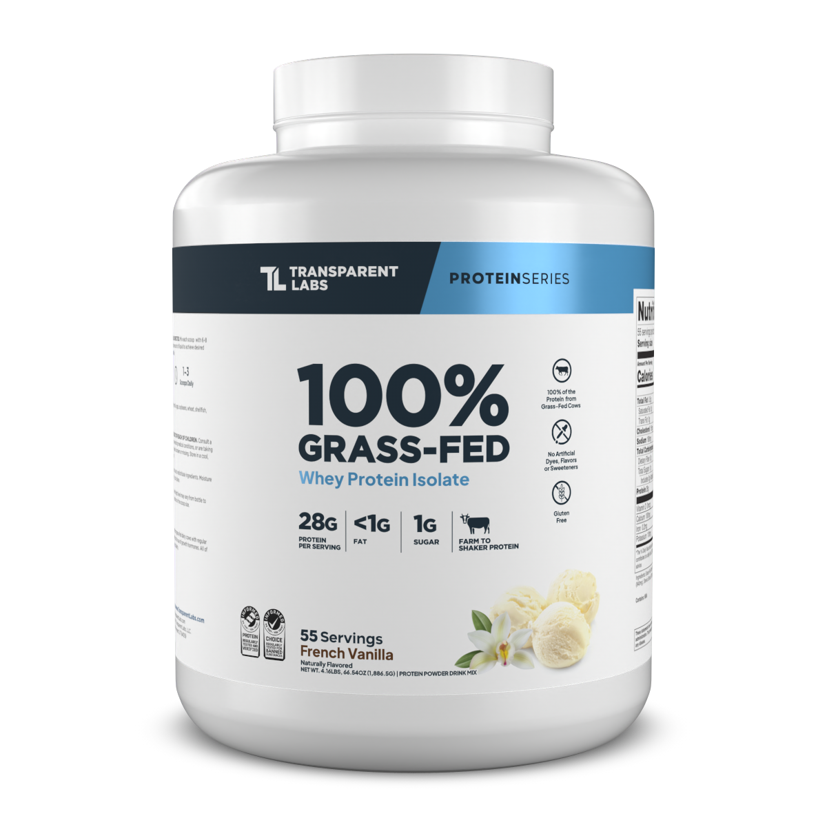 Grass Fed Whey Protein Isolate Powder - 100% Pure, Unflavored, Low Carb & Lactose Free - Ideal for Post-Workout Recovery, Muscle Building & Keto Diet