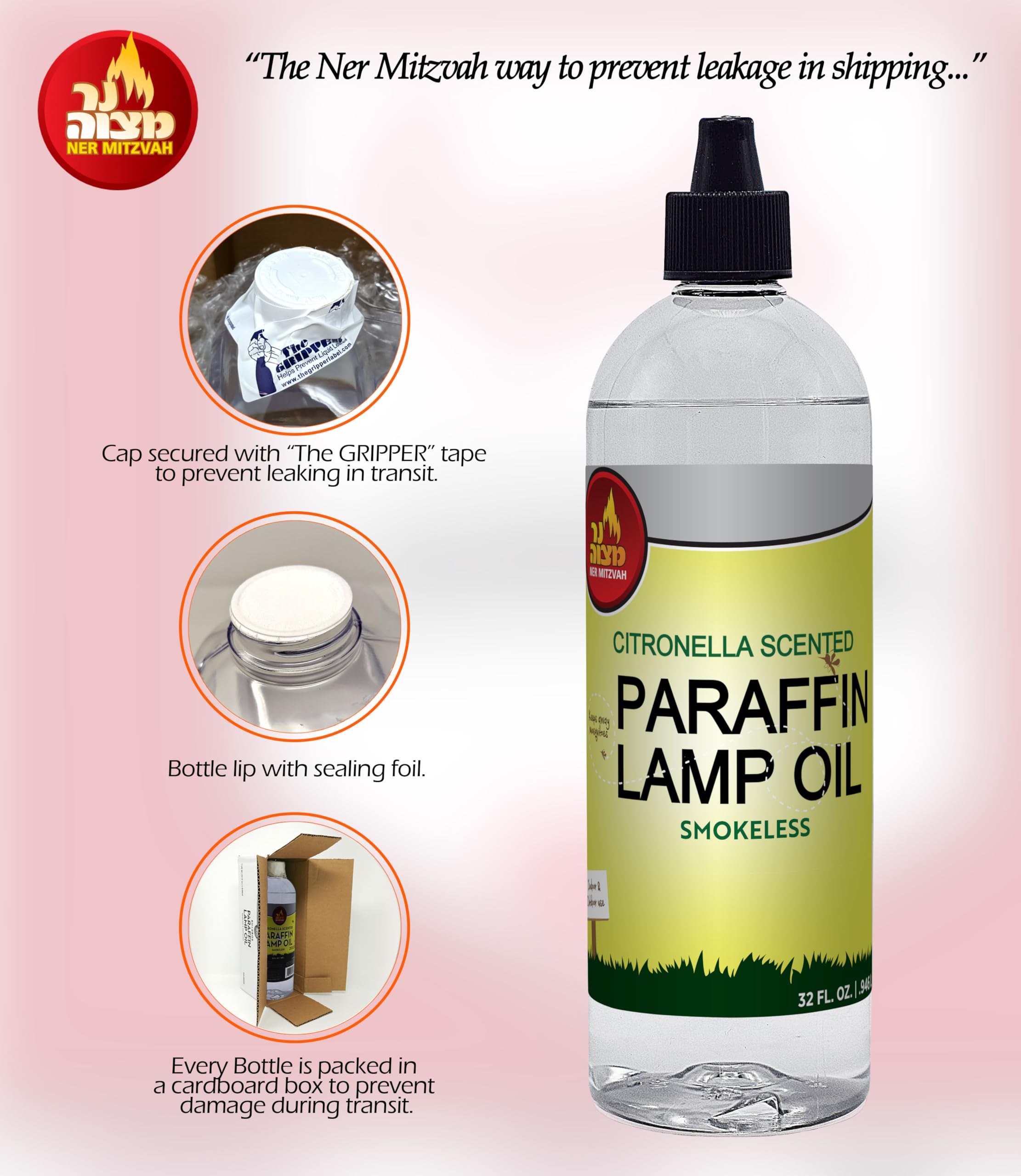 Premium Citronella Scented Lamp Oil - 32oz Smokeless Mosquito Repellent for Indoor/Outdoor Use | Paraffin Oil for Lanterns, Torches & Candles | Perfect for Patio, Camping & Backyard Gatherings