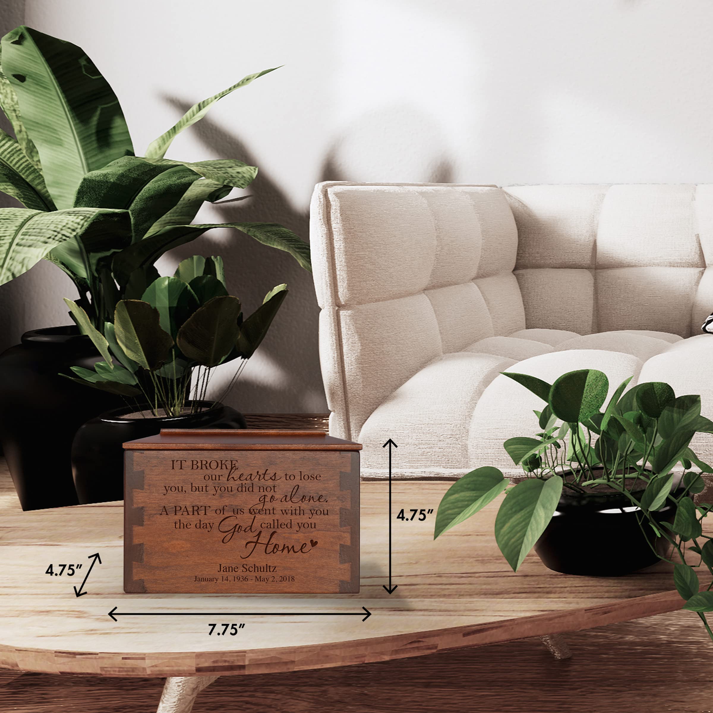 LifeSong Milestones Small Dovetail Urns for Human Ashes - Adult Male & Female Cremation Urns - Handcrafted Wooden Memorial Keepsake for Loved Ones - Perfect for Funeral Services, Home Memorials & Scattering Ceremonies