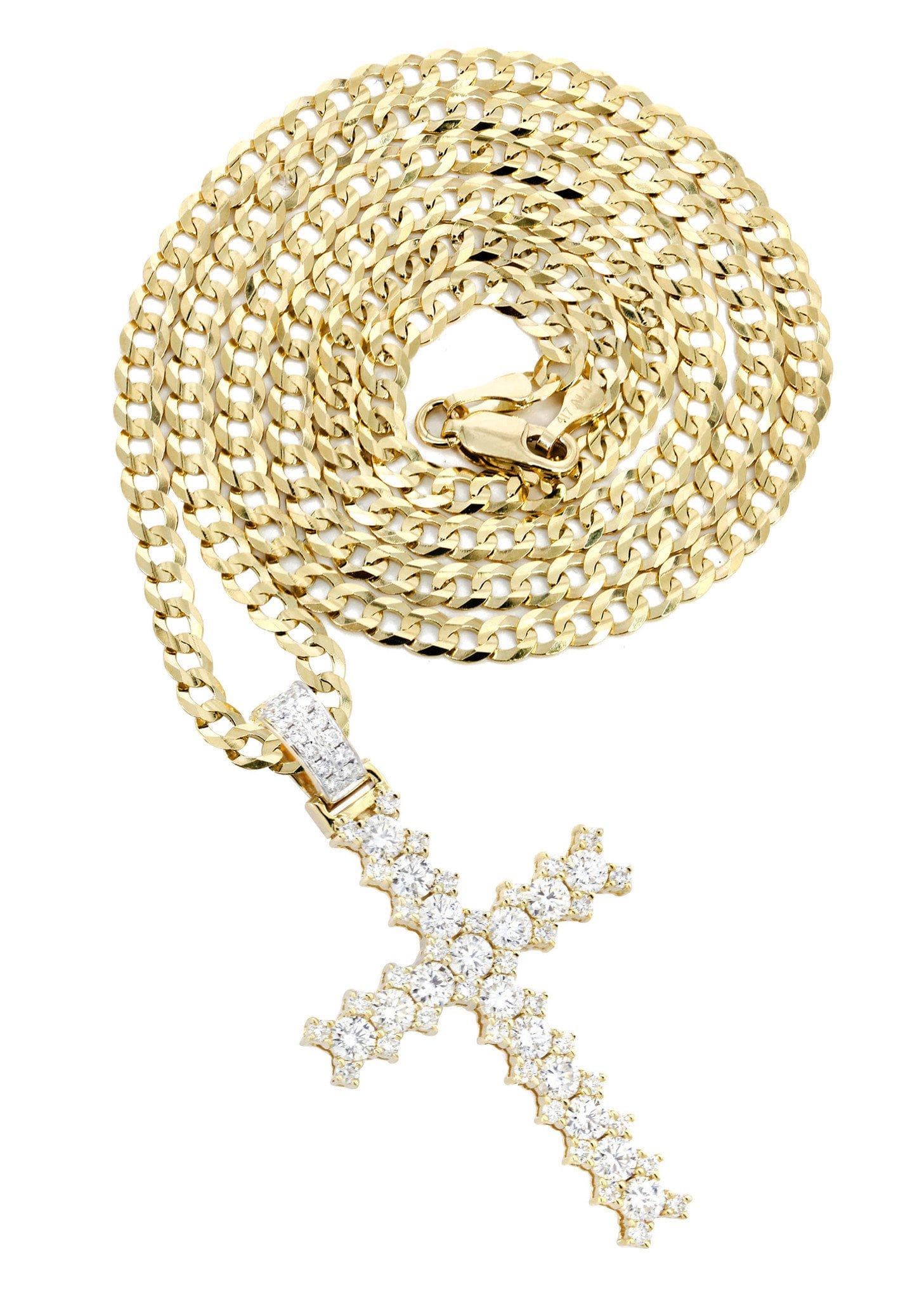 14K Yellow Gold Diamond Cross Pendant Necklace for Women | 1.95 Carat Genuine Diamond Jewelry | Perfect for Baptism, First Communion & Religious Gifts
