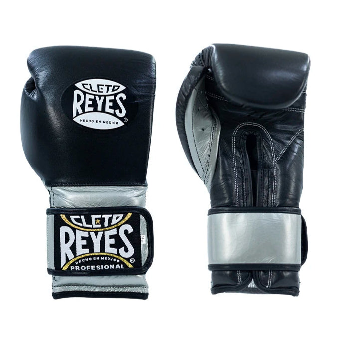Cleto Reyes Hook & Loop Training Gloves - Limited Edition Tuxedo Black/Silver - Premium Boxing Equipment for Professional Fighters & Fitness Enthusiasts