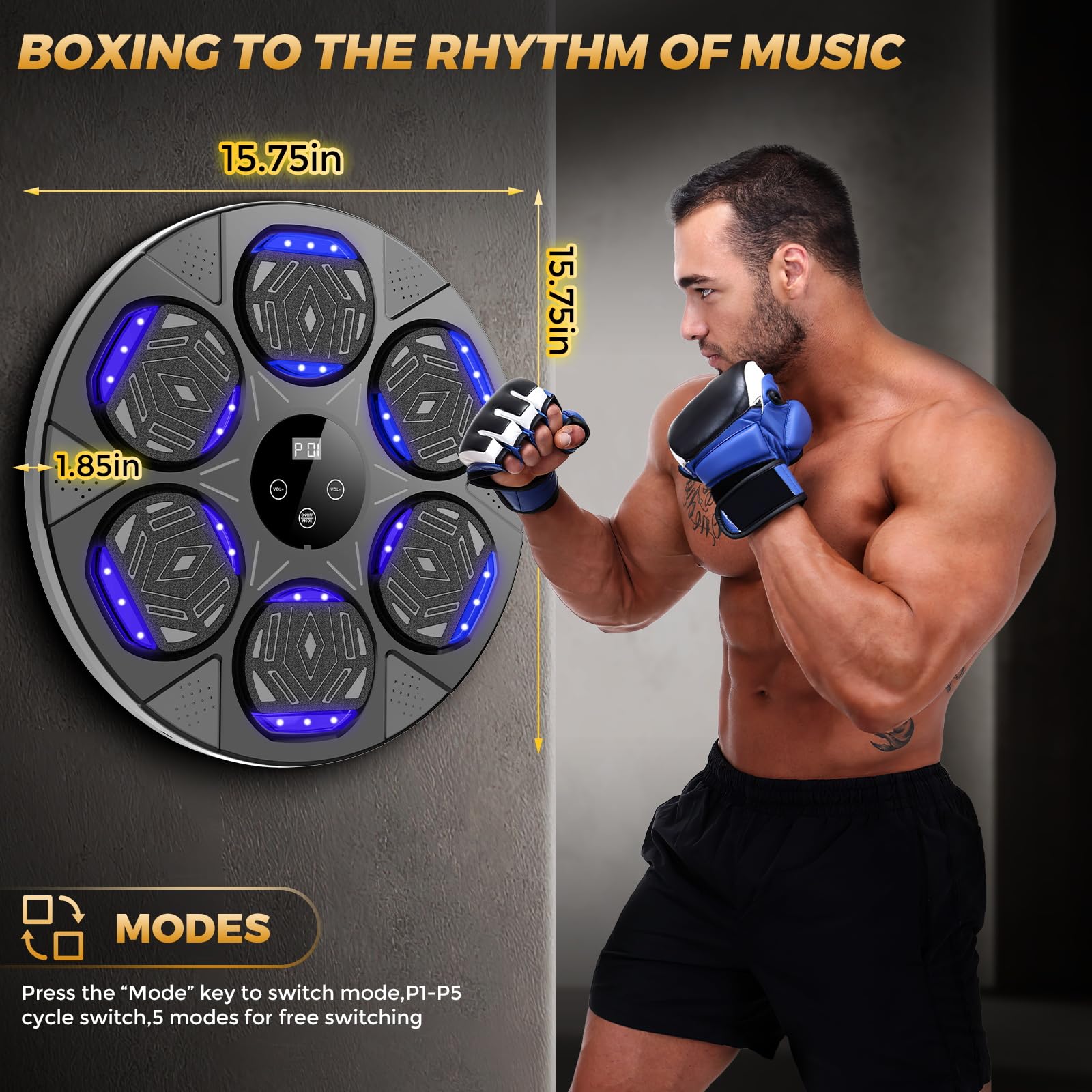 Smart Bluetooth Music Boxing Machine with Boxing Gloves - Wall Mount Punching Bag for Adults & Kids - Home Gym Boxing Target Workout Equipment (Upgrade) - Perfect for Fitness Training, Stress Relief & Family Fun
