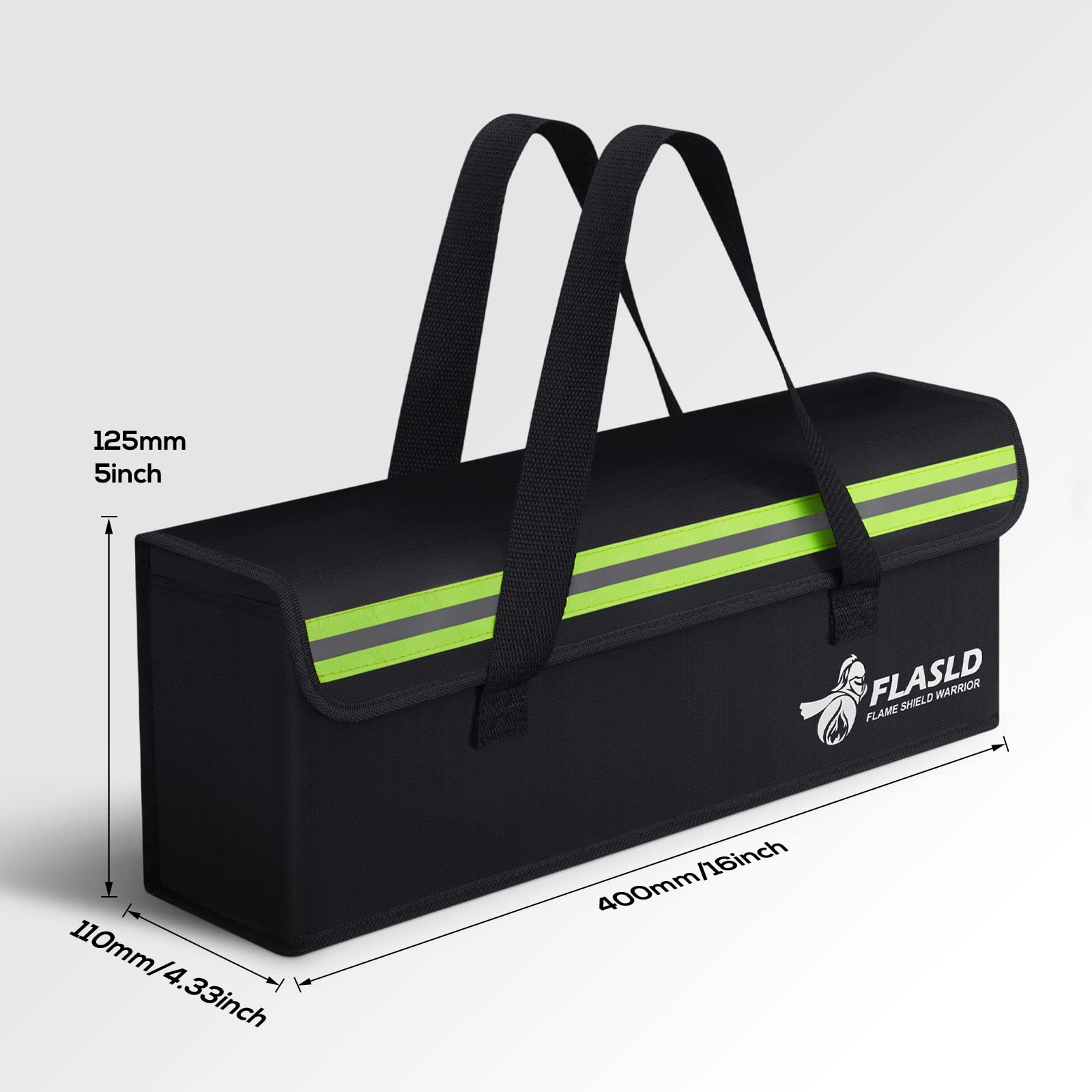 FLASLD Fireproof E-Bike Battery Charging Bag - Explosion Proof Lipo Battery Storage Case (16x4.3x5 Inch) - Safe Charging Solution for Electric Bikes, Scooters & Hoverboards - Perfect for Home, Garage & Travel Use