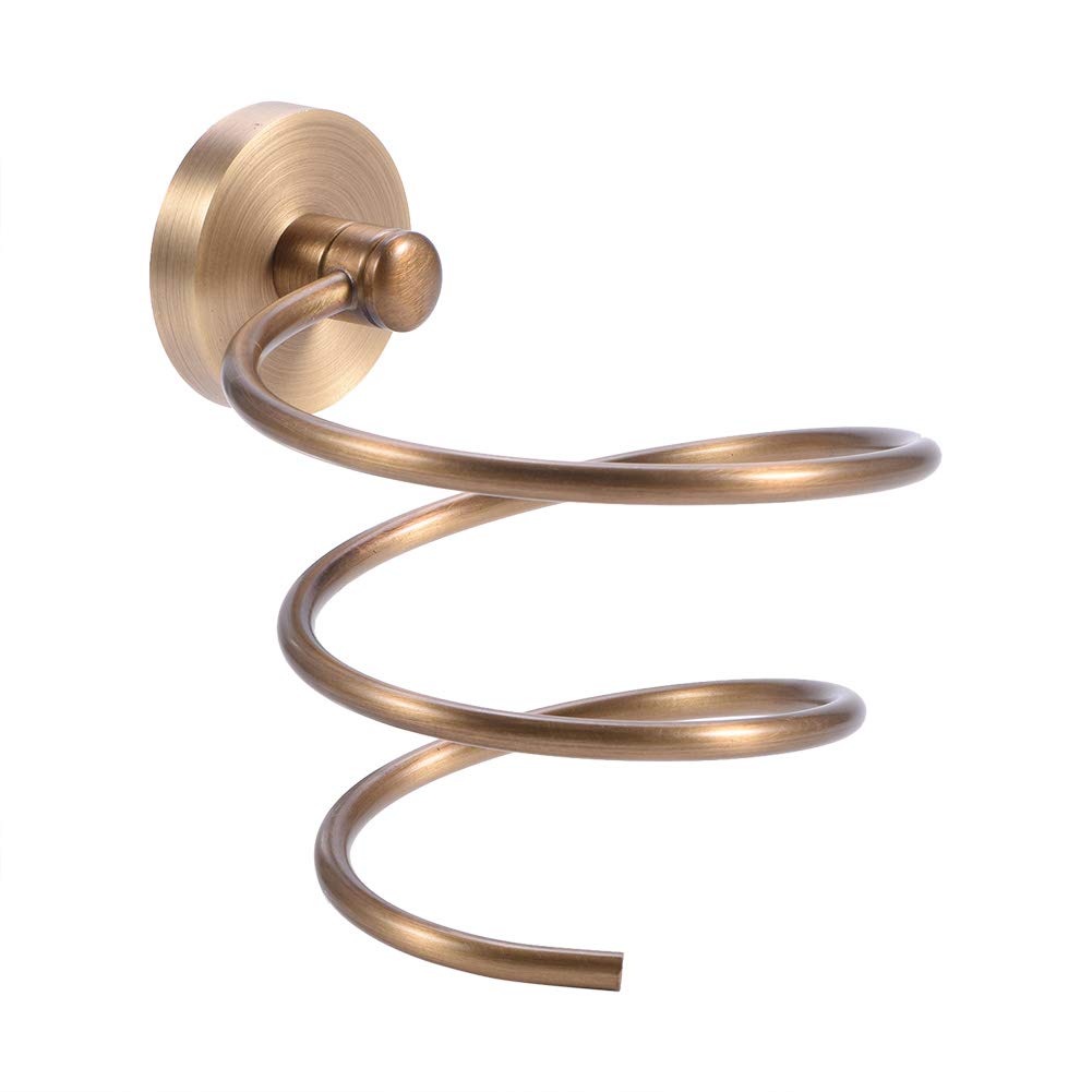 EVTSCAN Solid Brass Hair Dryer Holder - Wall Mounted Hair Tool Organizer for Bathroom, Salon & Home Storage - Antique Style Drying Rack for Hair Dryers, Straighteners & Styling Tools