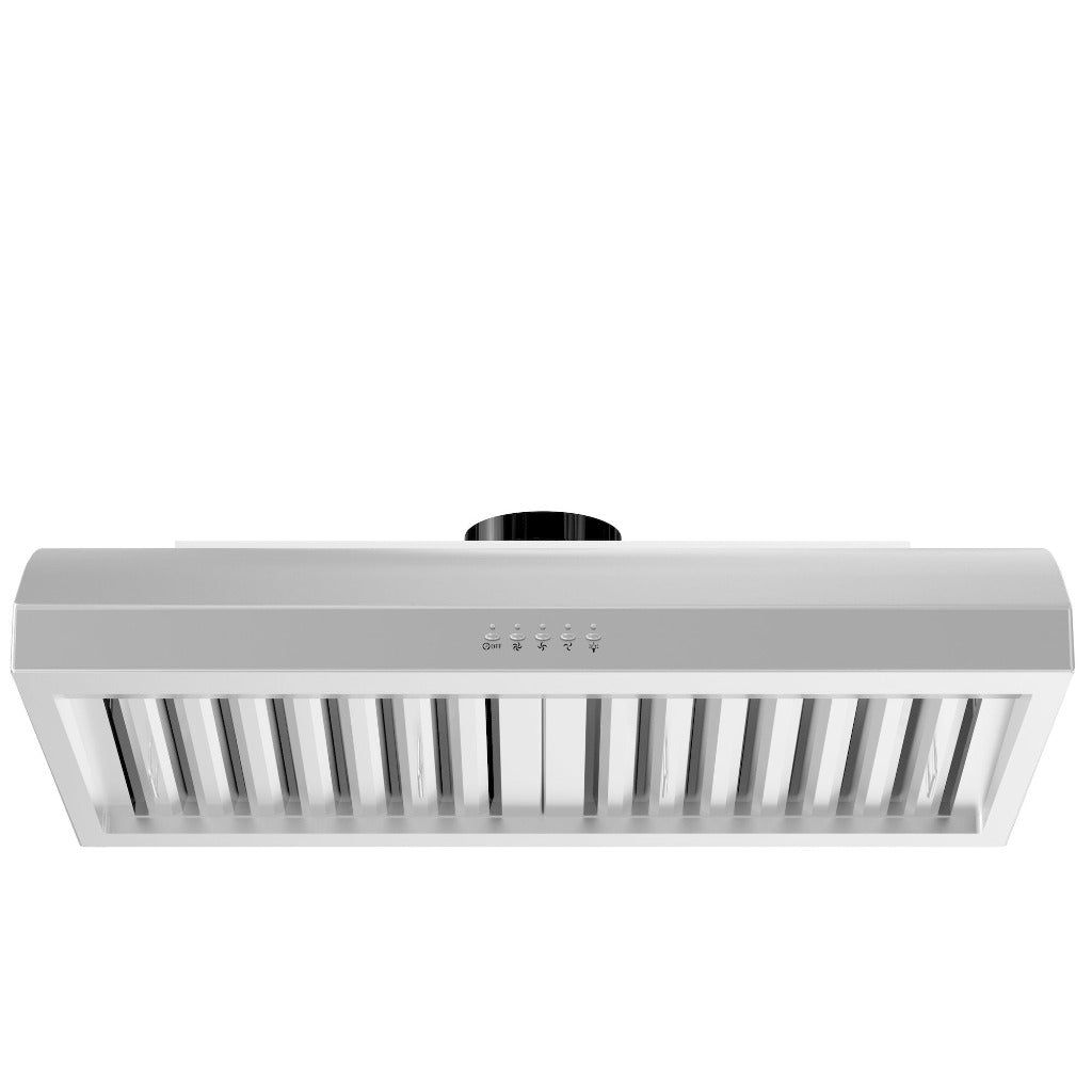 ZLINE 30 Inch Stainless Steel Ducted Under Cabinet Range Hood - Powerful Kitchen Ventilation for Smoke & Odor Removal (Model 627 30) - Perfect for Home Cooking, Grilling & Baking
