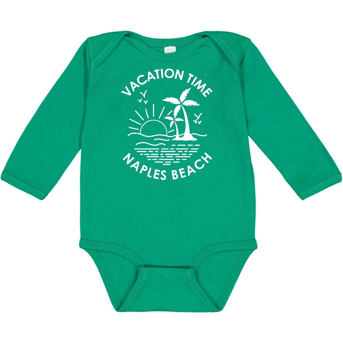 Inktastic Vacation Time in Naples Beach Long Sleeve Creeper - Soft & Comfortable Baby Bodysuit for Boys & Girls - Perfect for Beach Trips, Family Photos & Casual Outings
