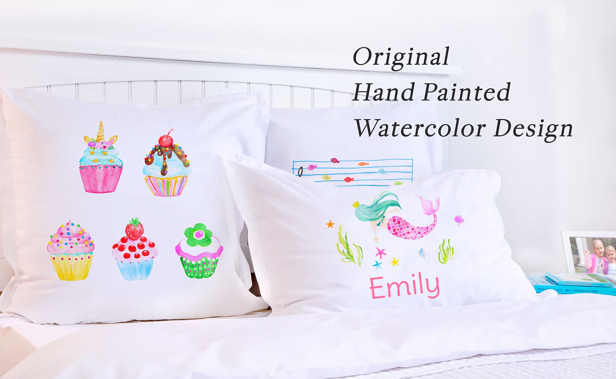 Personalized Mermaid Pillowcase for Kids - Custom Name, Hypoallergenic & Breathable Fabric - Anti-Wrinkle White Queen Size (20x30) - Perfect for Bedrooms, Sleepovers & Birthday Gifts