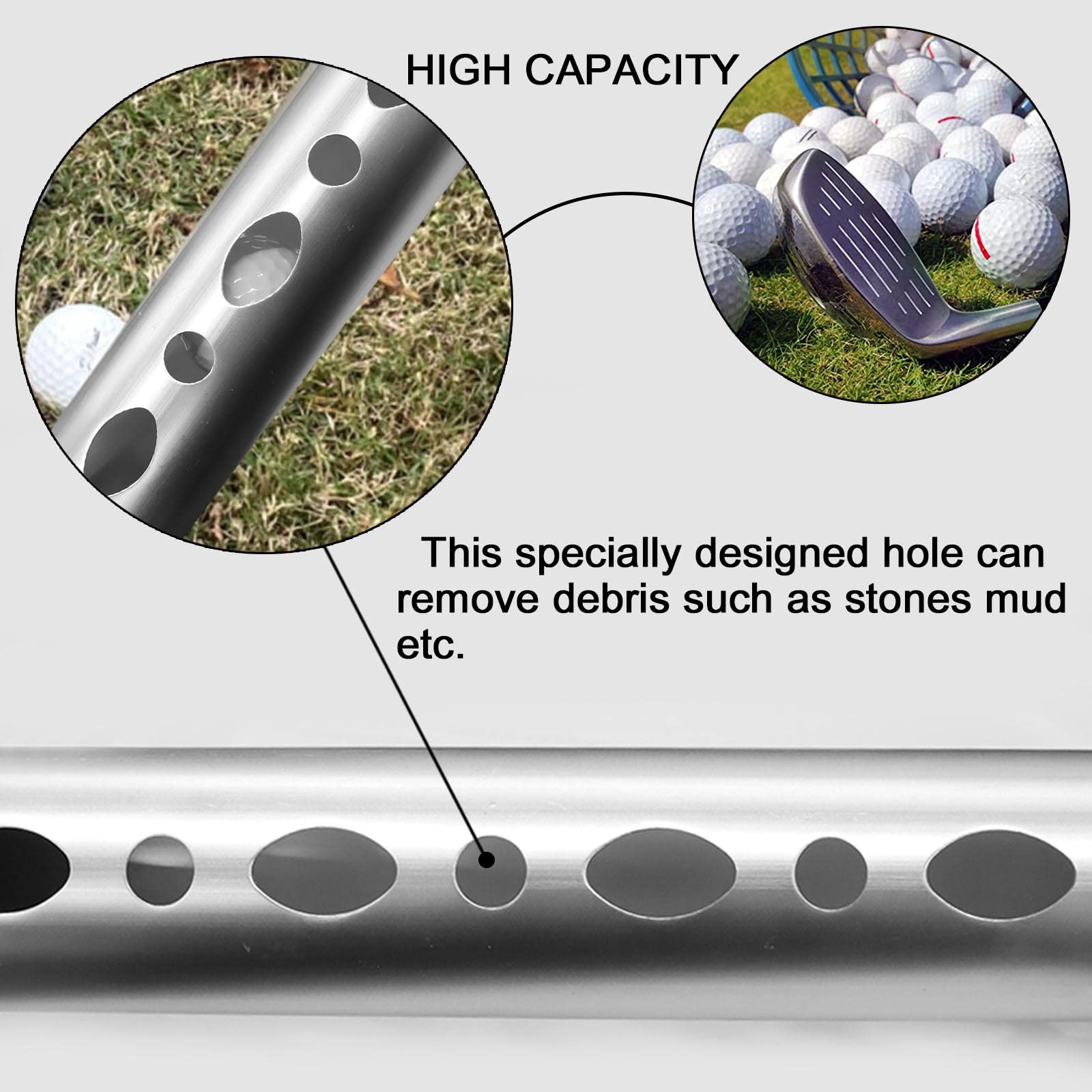 Premium Golf Ball Retriever - Lightweight Aluminum Tube Holds 23 Balls, Easy Pick Up Tool for Golfers | Fits in Golf Bag | Perfect for Driving Range, Course & Practice Sessions