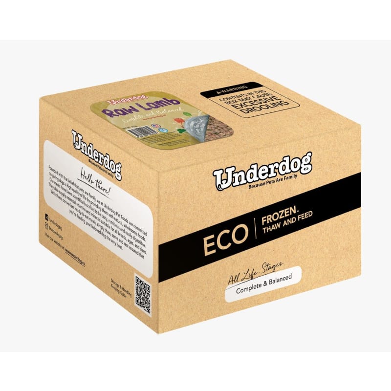 Premium Underdog Raw Lamb Fresh Frozen Dog Food - 1.2kg / 3kg - All-Natural Grain-Free High-Protein Meal for Puppies & Adult Dogs - Perfect for Raw Diet, Training Treats & Digestive Health