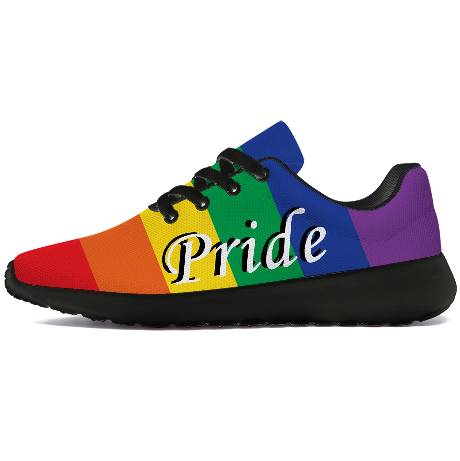 **Unisex Pride Running Shoes - LGBT Rainbow Sneakers for Men & Women - Comfortable Walking & Tennis Shoes - Size 8.5 Men/10 Women - Black - Perfect for Pride Parades, Gym Workouts & Casual Wear**