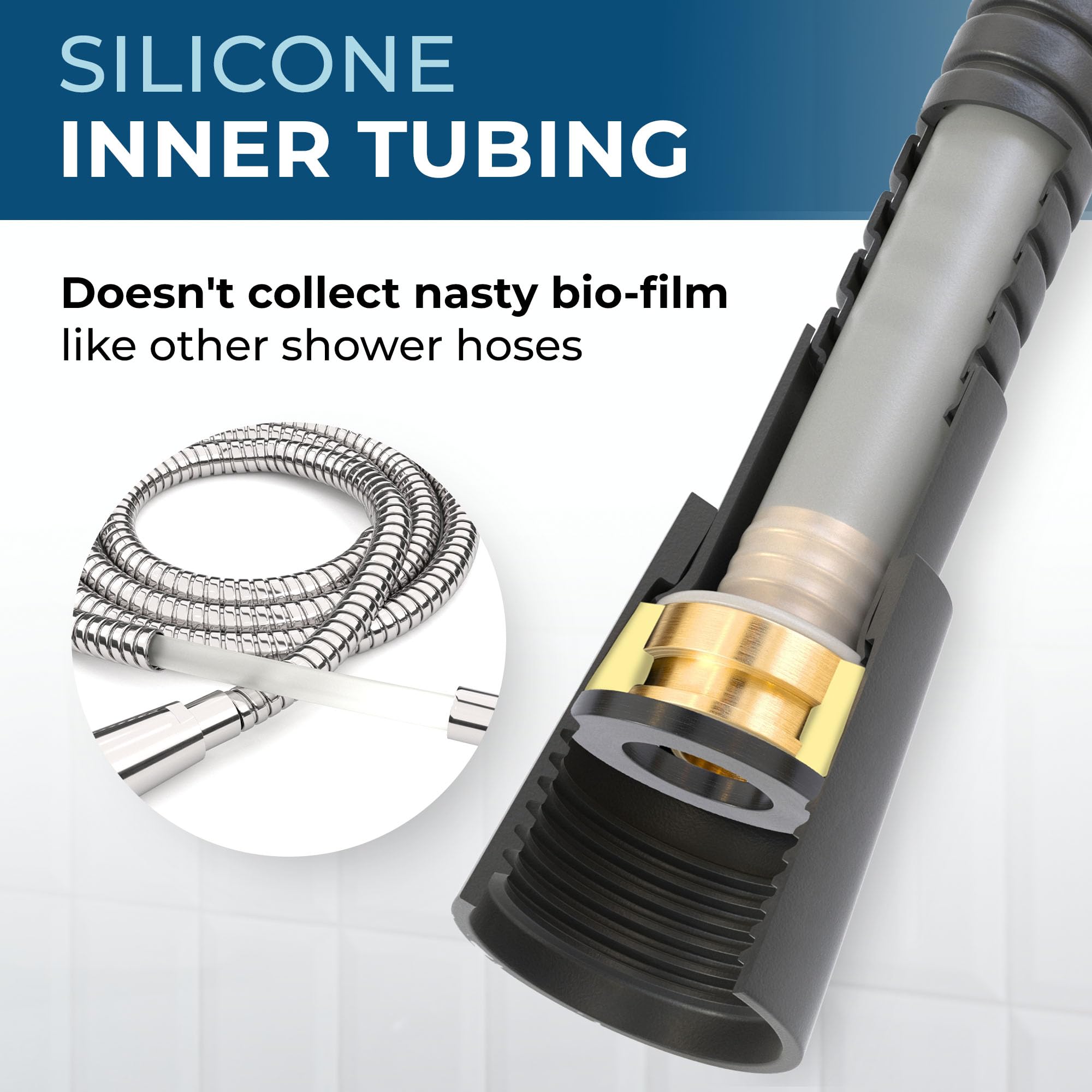 HammerHead Showers® All Metal 72 Inch Extra Long Shower Hose - Matte Black Universal Replacement for Handheld Shower Heads | Durable Bathroom Upgrade for Spa-Like Experience
