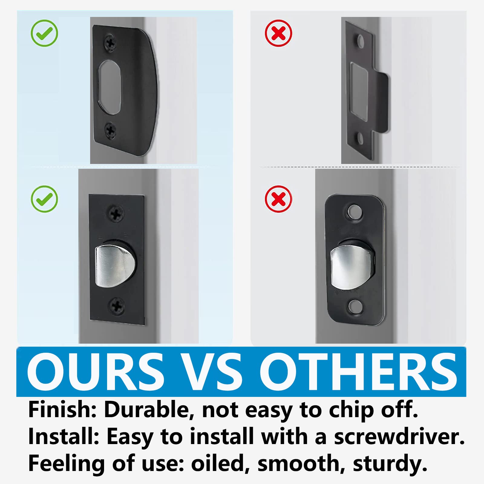 Black Exterior Door Handle with Lock & Keys - Keyed Entry for Front Door/Office - Left/Right Handed (1 Pack) - Secure Home & Office Access