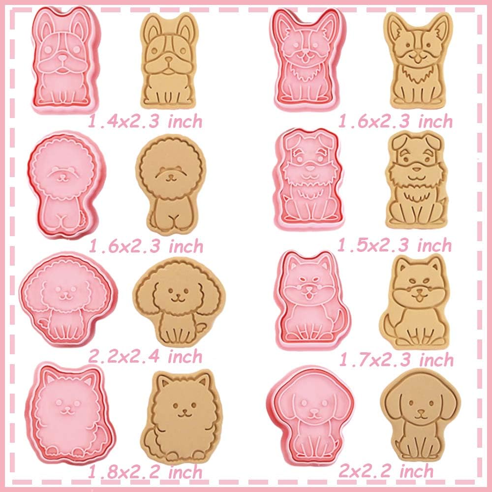 8-Piece 3D Dog Cookie Cutter Set - Puppy Shaped Baking Molds for Cookies, Cupcakes, Pancakes & Pastries | Perfect for Dog Birthday Parties, Pet-Themed Baking & Holiday Decorations