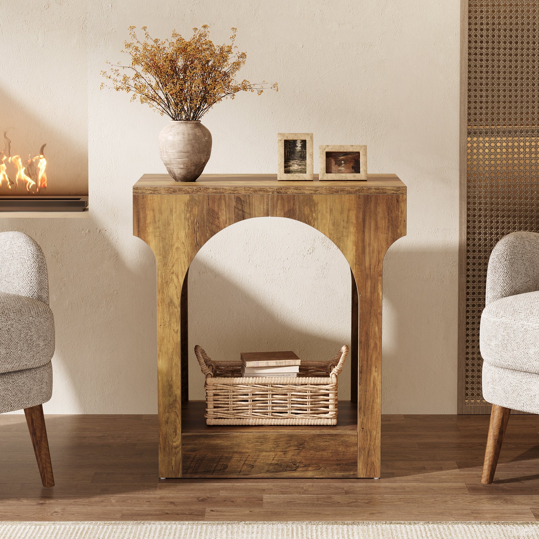 2-Tier Wood End Table with Storage Shelf - Modern Nightstand for Bedroom, Living Room, or Office - Perfect for Small Spaces & Home Organization