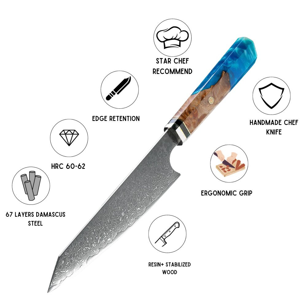 Premium VG10 Damascus Steel Chef Knife with Exotic Olive Wood Handle - Japanese Kitchen Knife for Professional Chefs & Home Cooking, Perfect for Slicing, Dicing & Chopping Vegetables, Meat & Fish
