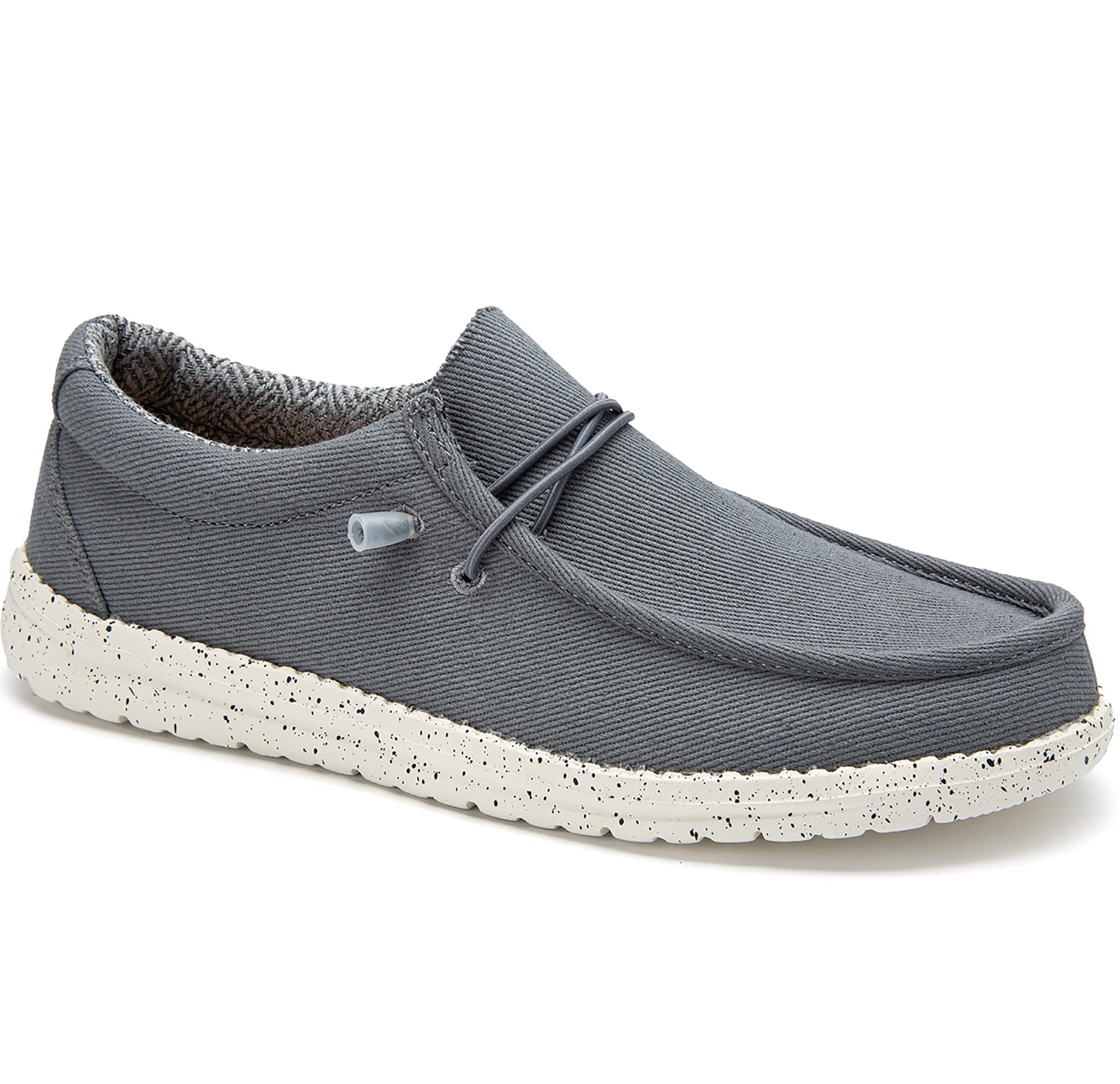 FW FRAN WILLOR Men's Slip-On Loafers - Lightweight Comfortable Canvas Shoes with Stretch & Non-Slip Sole - Breathable Boat Shoes for Casual Wear, Walking, and Travel
