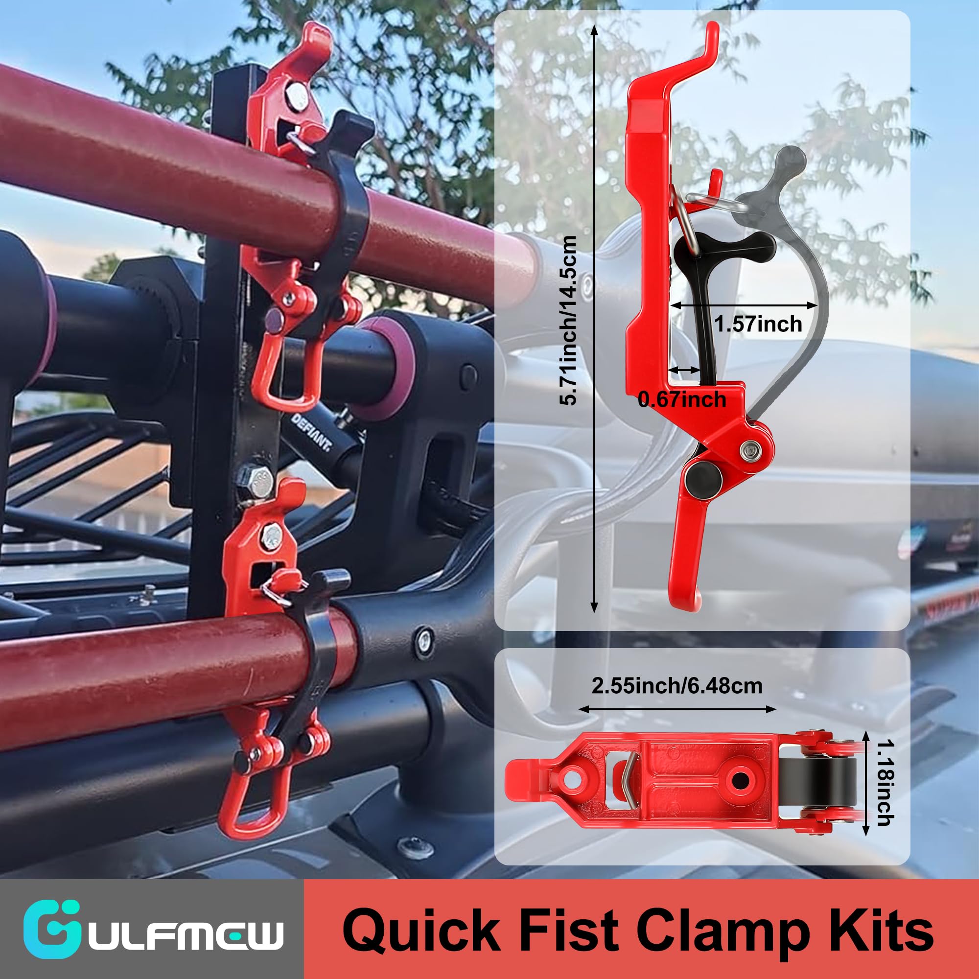 4 Pack Roof Rack Shovel Mount - Quick Fist Tool Clamp for Truck & Off-Road Gear - Military & Camping Use