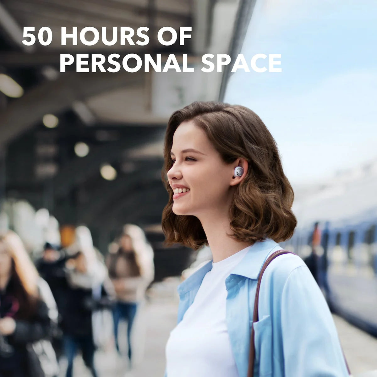 Space A40 Wireless Earbuds with Active Noise Cancelling, 50H Playtime, Bluetooth 5.3 - Perfect for Travel, Workouts & Daily Commute