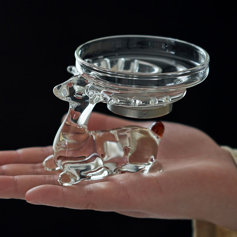 Premium Glass Strainer with Elegant Deer Holder - Perfect for Tea, Cocktails & Kitchen Use