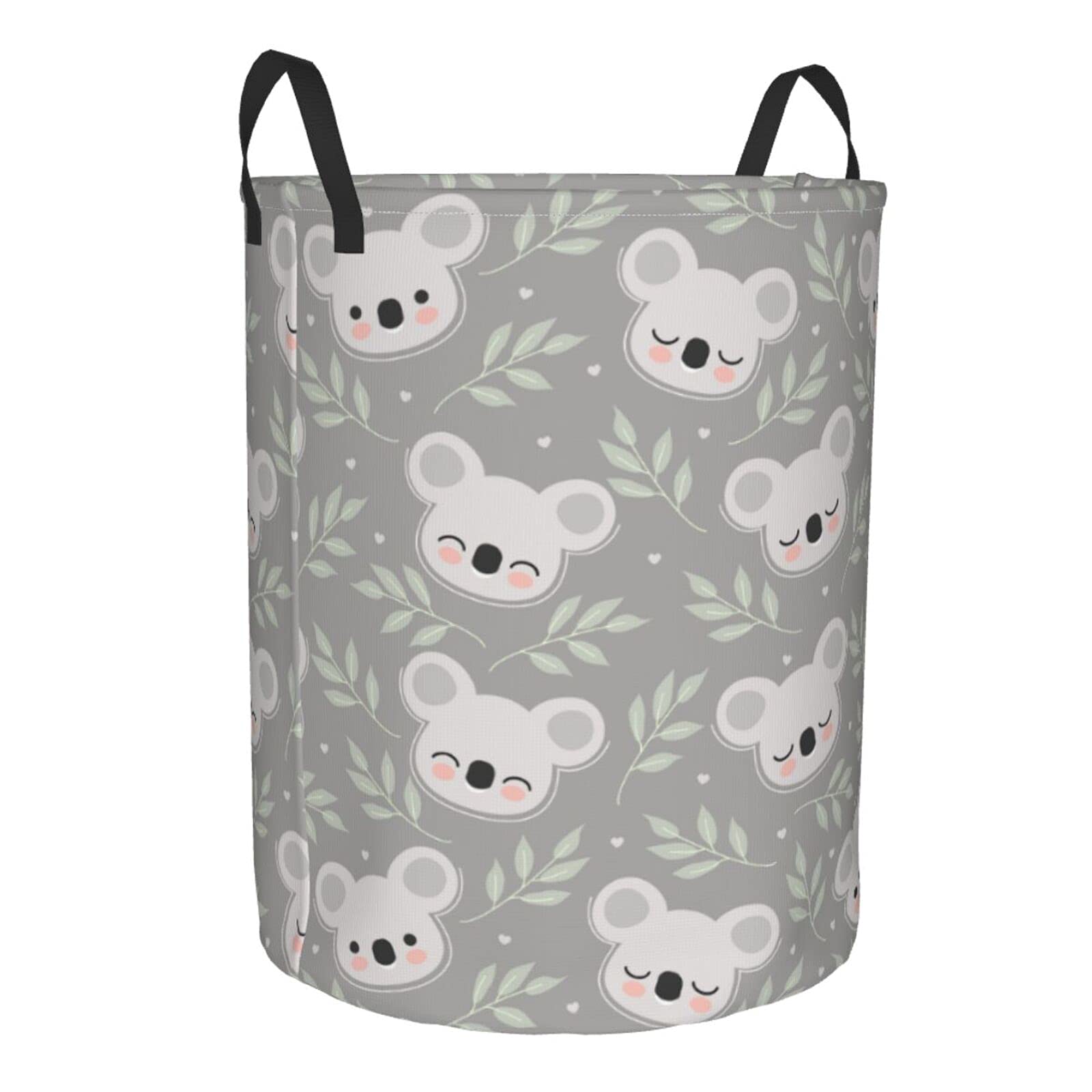 Foldable Waterproof Laundry Hamper with Handle - Large Collapsible Storage Basket for Clothes, Toys & Bathroom Organization | Cute Koala Leaves Design for Home, Dorm & Travel Use