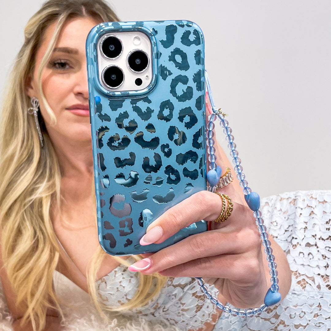 Blue Sapphire Leopard iPhone Case - Stylish & Durable Protective Cover for iPhone 13/14/15 - Perfect for Everyday Use, Travel & Fashion Accessories