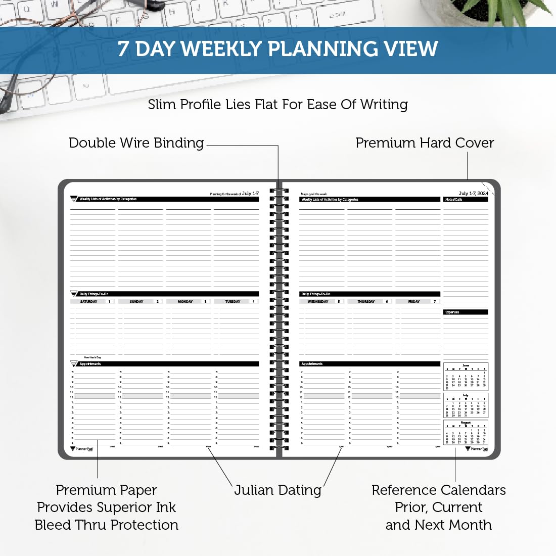 Spiral Bound Planner Pad July 2024 - June 2025 | 8.5