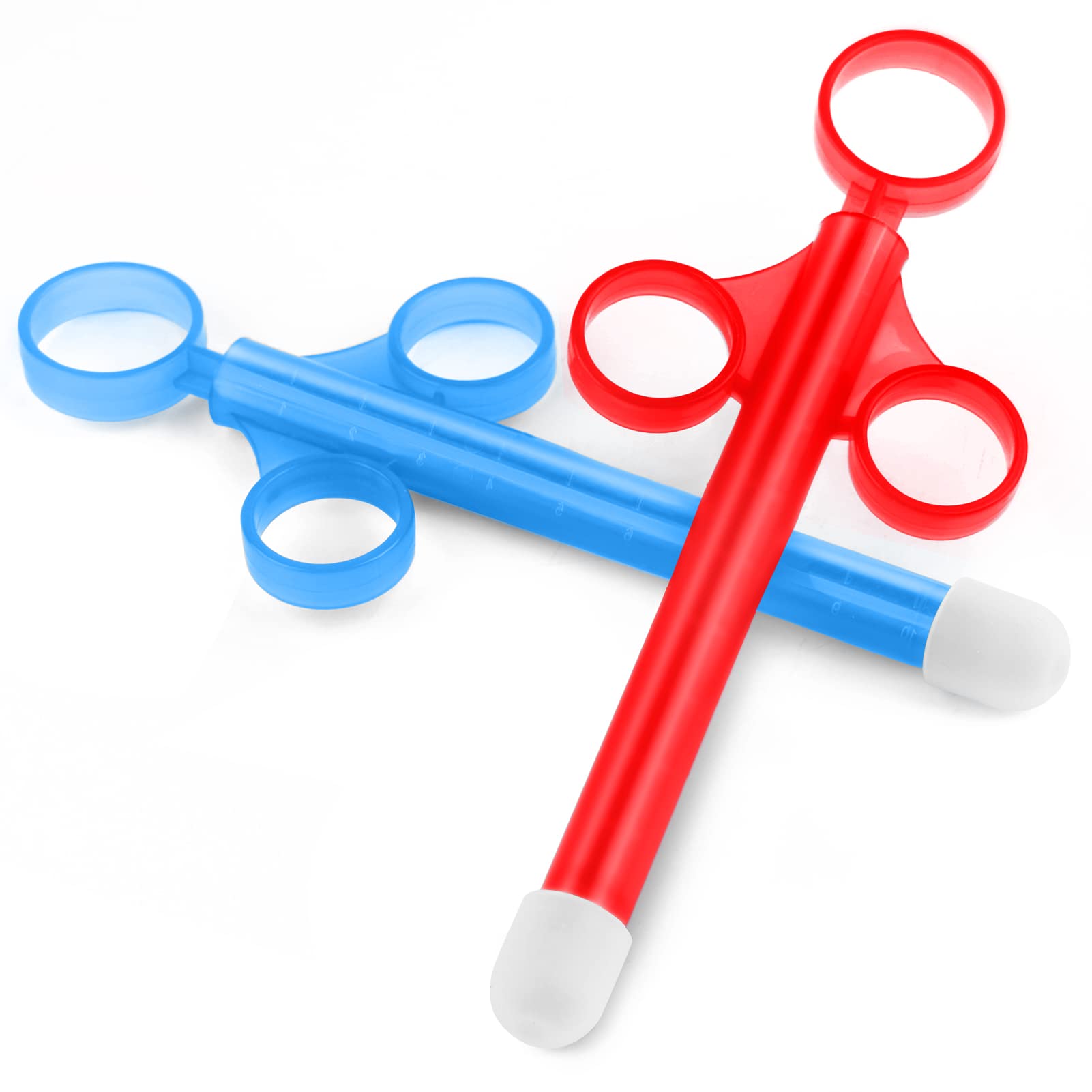 Premium Silicone Lube Applicator for Women & Men - Smooth Rounded Tip with Protective Cap, Reusable & Easy to Clean - 10ml Dosage Markings (Blue/Red) - Perfect for Intimate Care, Massage & Personal Lubrication