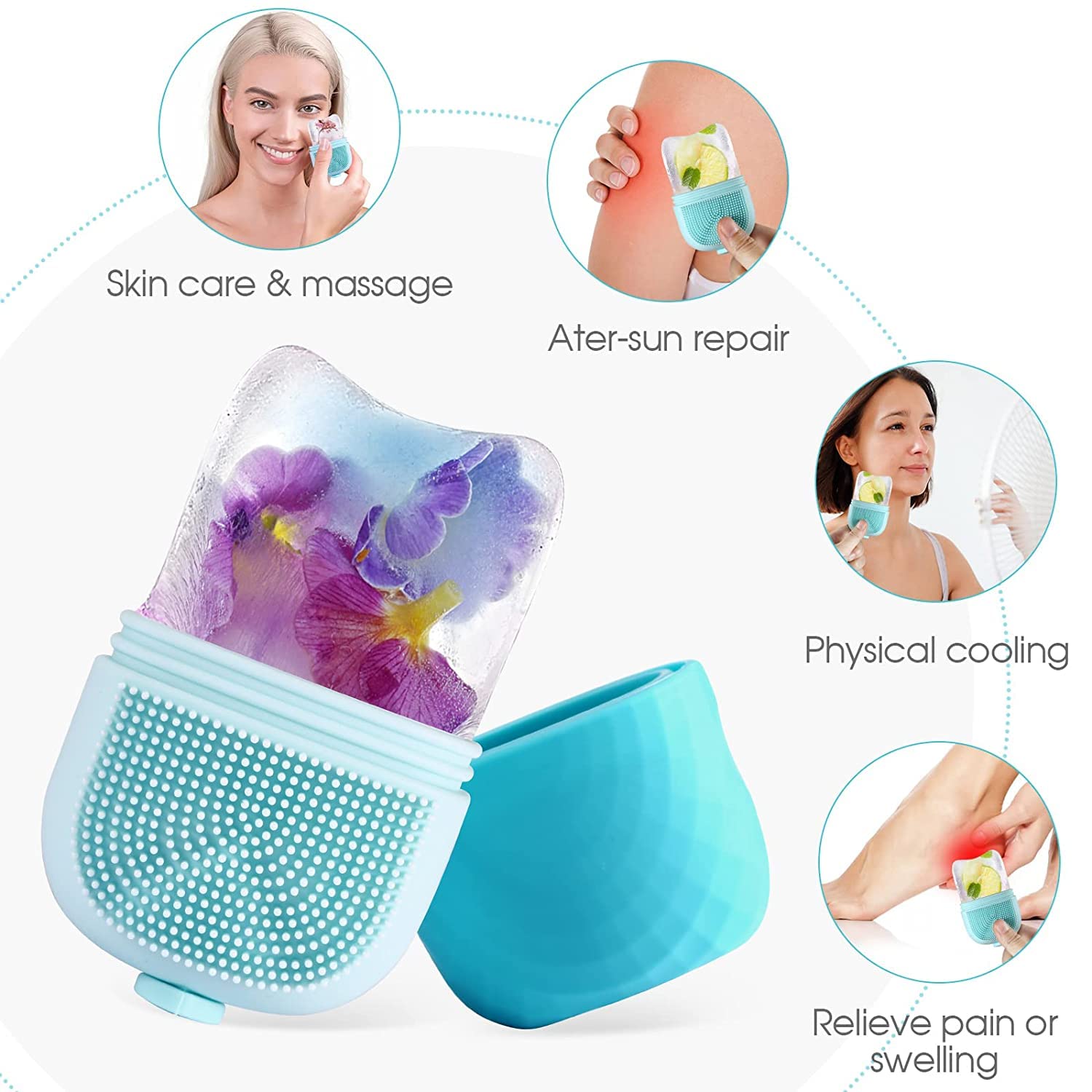 DEE SONS Ice Roller for Face, Eyes & Neck – Reusable Silicone Ice Massager to Reduce Puffiness, Eye Bags & Migraine Pain | Skin Care & Facial Therapy Tool for Glowing Skin | Perfect for Morning Routine & Post-Workout Recovery